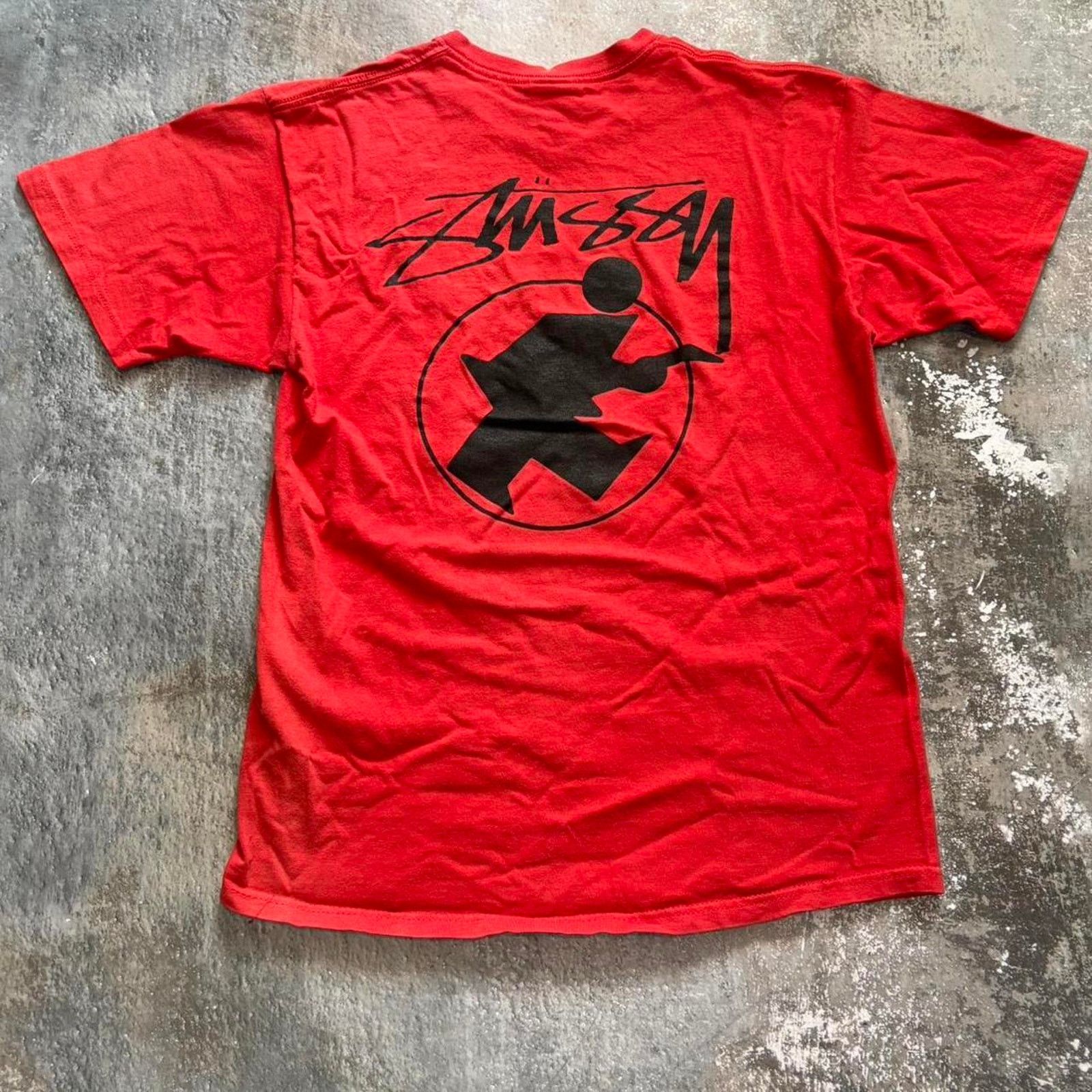 Stussy Vintage 90s Red Stussy T Shirt! Surfman Back Hit. Surfwear Size US S / EU 44-46 / 1 - 1 Thumbnail