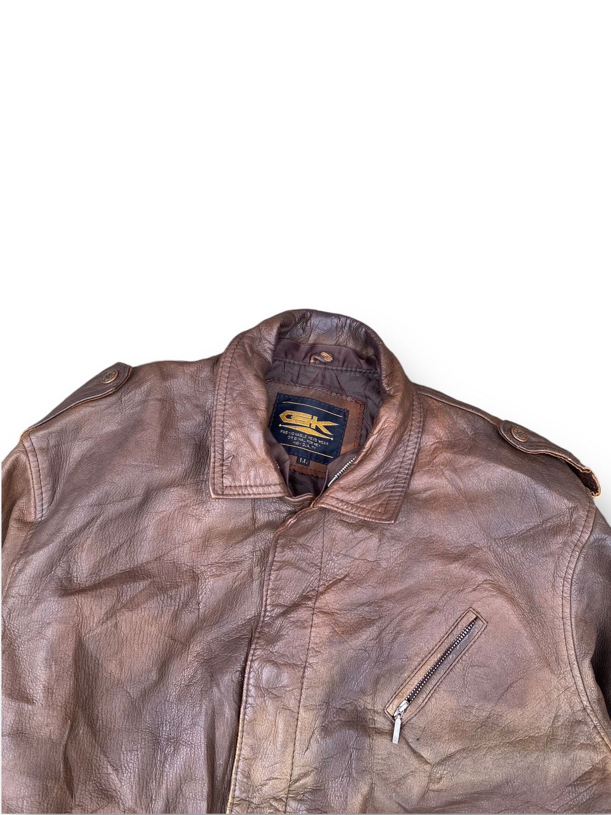 Japanese Brand × Vintage Vintage 90s Fashionable Menswear Bomber Leather Jacket. #D9 Size US XL / EU 56 / 4 - 2 Thumbnail