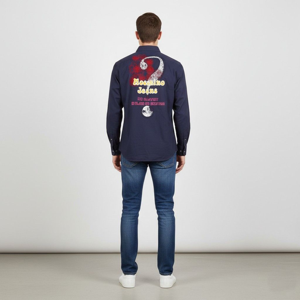 Moschino Moschino Jeans Men M Casual Shirt Navy Emroidered 2369 Size US M / EU 48-50 / 2 - 1 Thumbnail