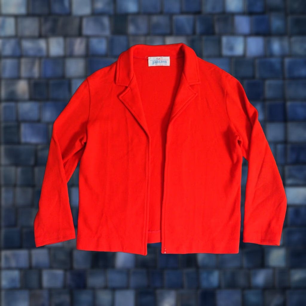 Jantzen VTG 60s JANTZEN Red Wool Open Pullover Cardigan Sweater Womens S EUC Size S / US 4 / IT 40 - 1 Thumbnail