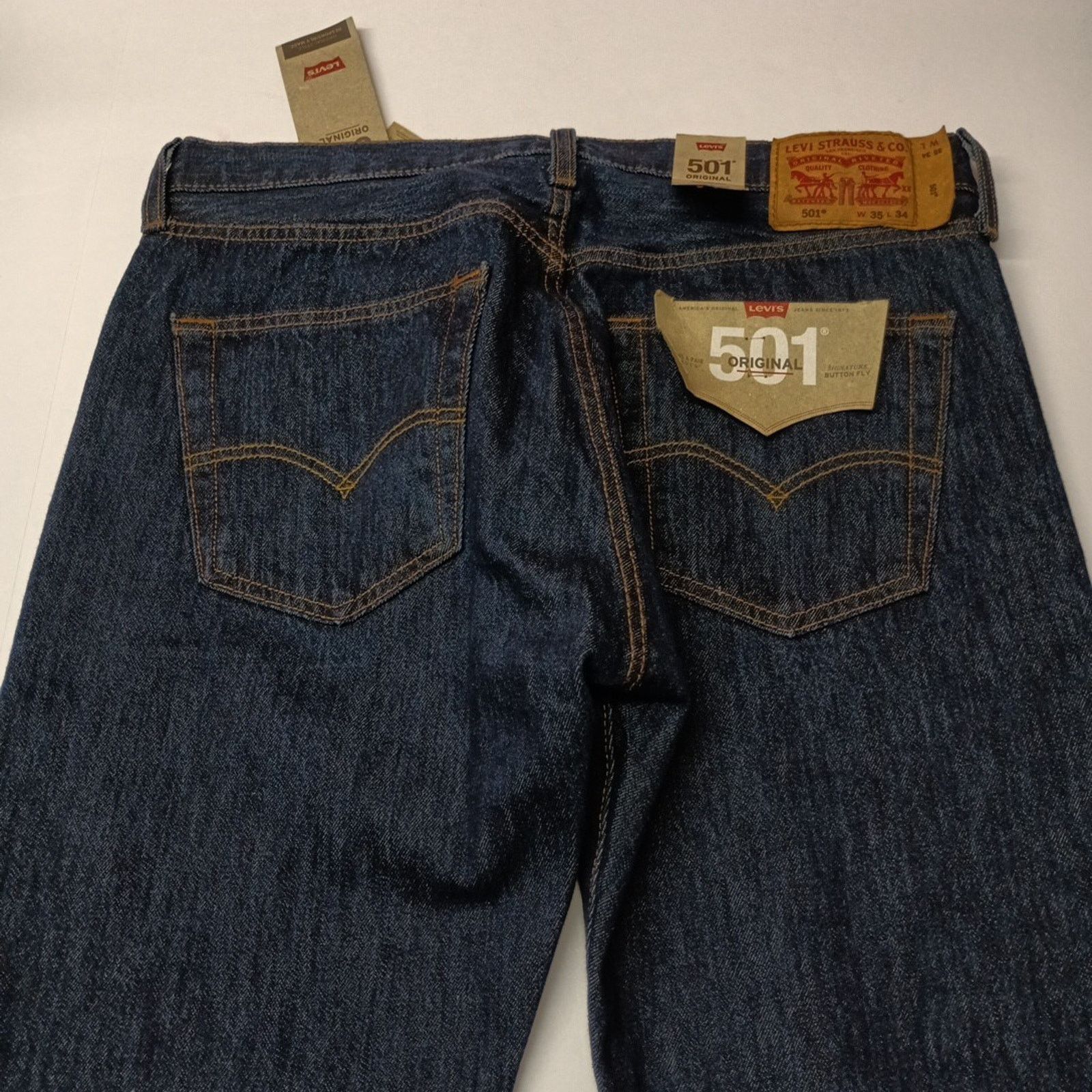 Levi's Levi's 501 Original Jeans Men's 35x34 Blue Regular Straight Size US 35 - 9 Thumbnail