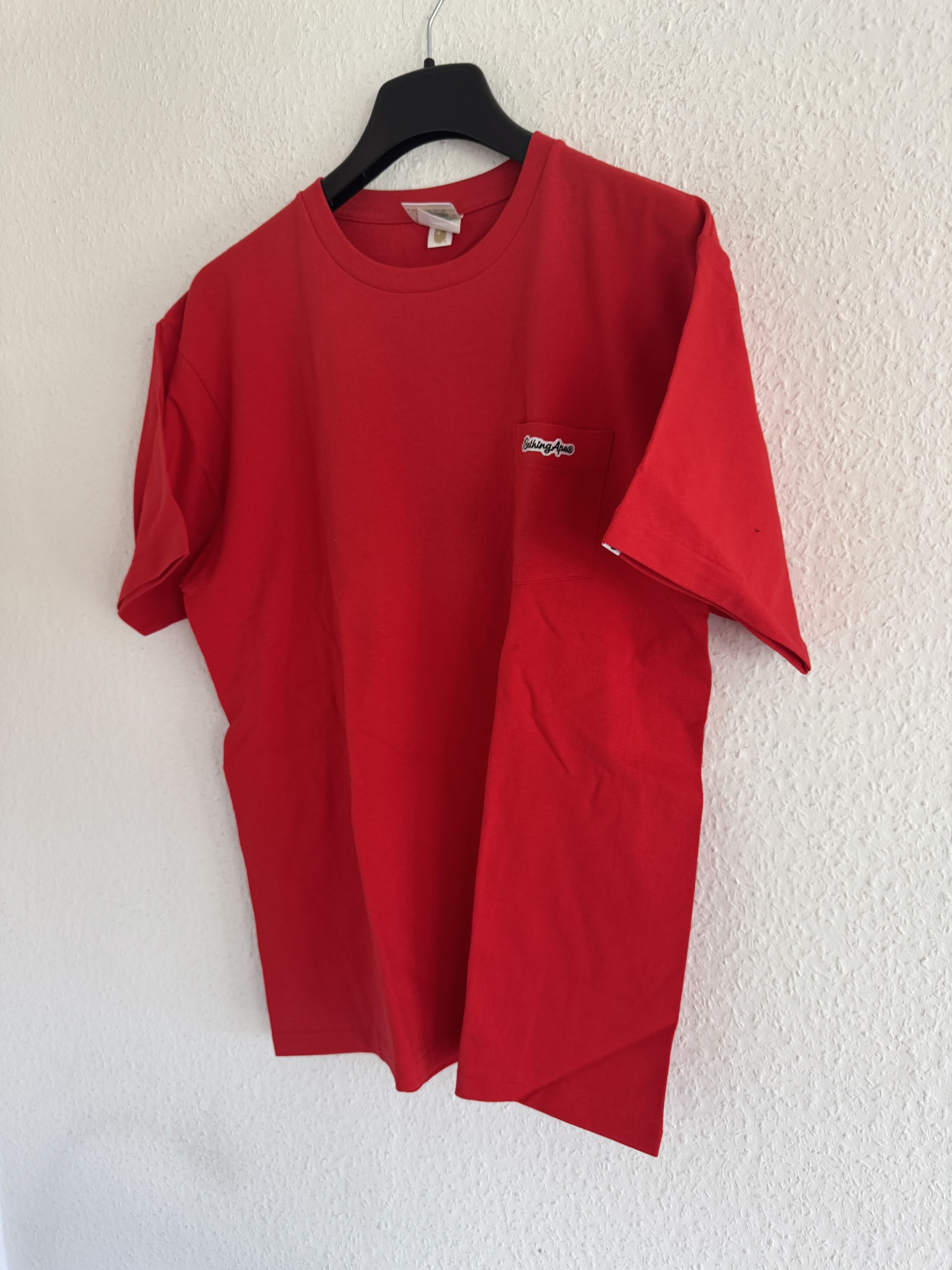 Bape Red Embroidered Pocket Tee Size US XL / EU 56 / 4 - 2 Thumbnail