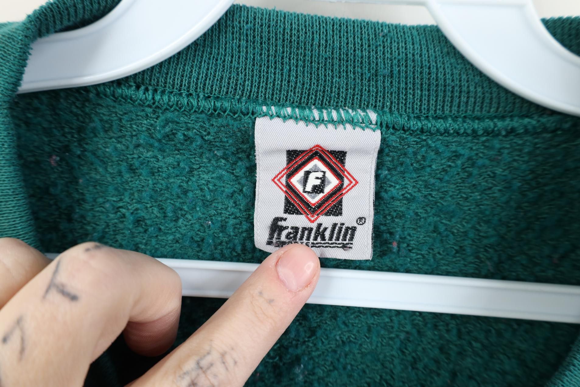 Vintage Vintage 90s Streetwear Blank Crewneck Sweatshirt Teal Green Size US XXL / EU 58 / 5 - 5 Thumbnail
