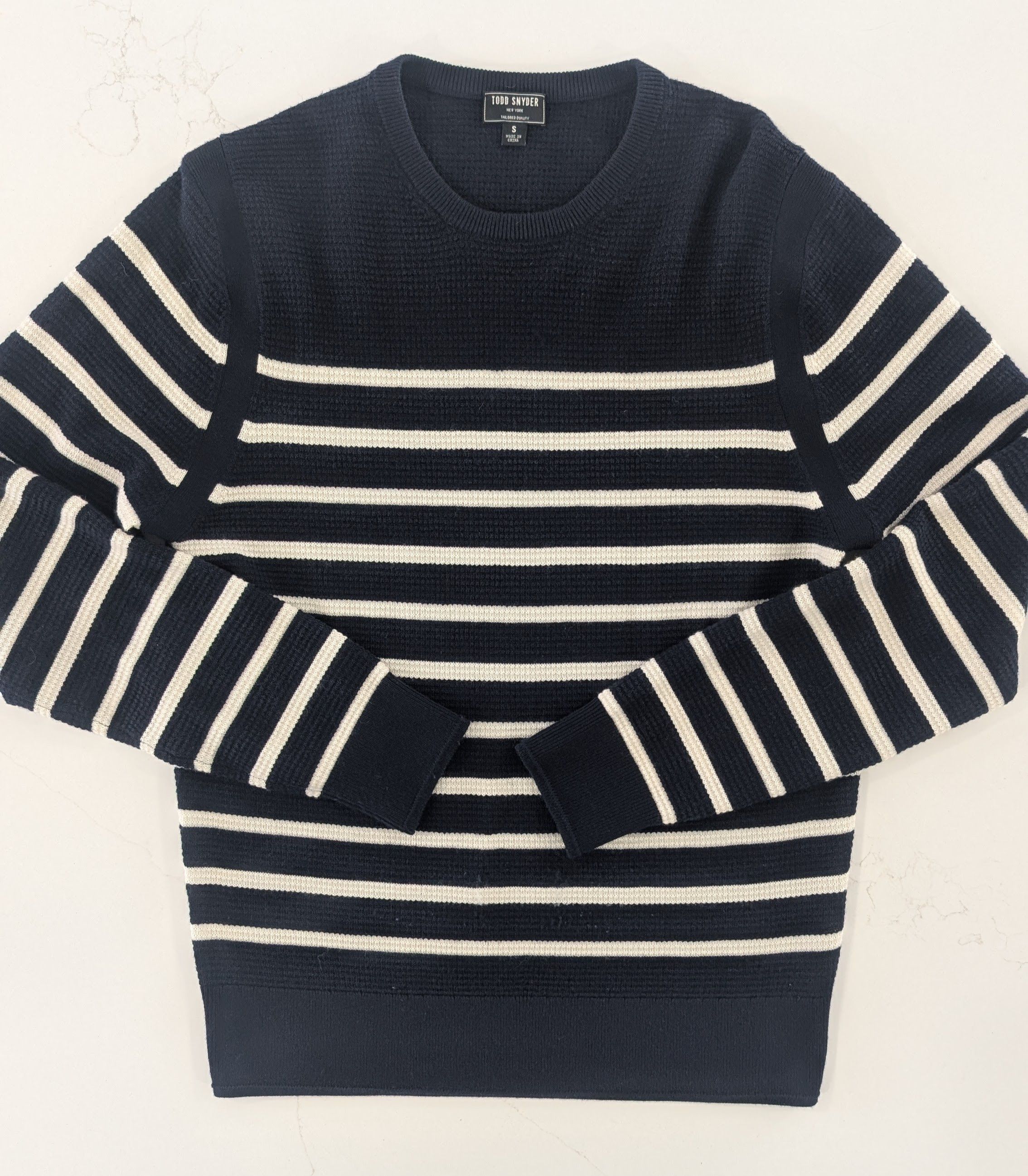 Todd Snyder ​Todd Snyder Stripe Waffle Merino Crew Sweater Thermal Size US S / EU 44-46 / 1 - 1 Thumbnail
