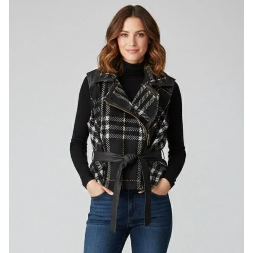Other CAbi Black Plaid Moto Vest Style 517 Medium Size M / US 6-8 / IT 42-44 - 3 Thumbnail