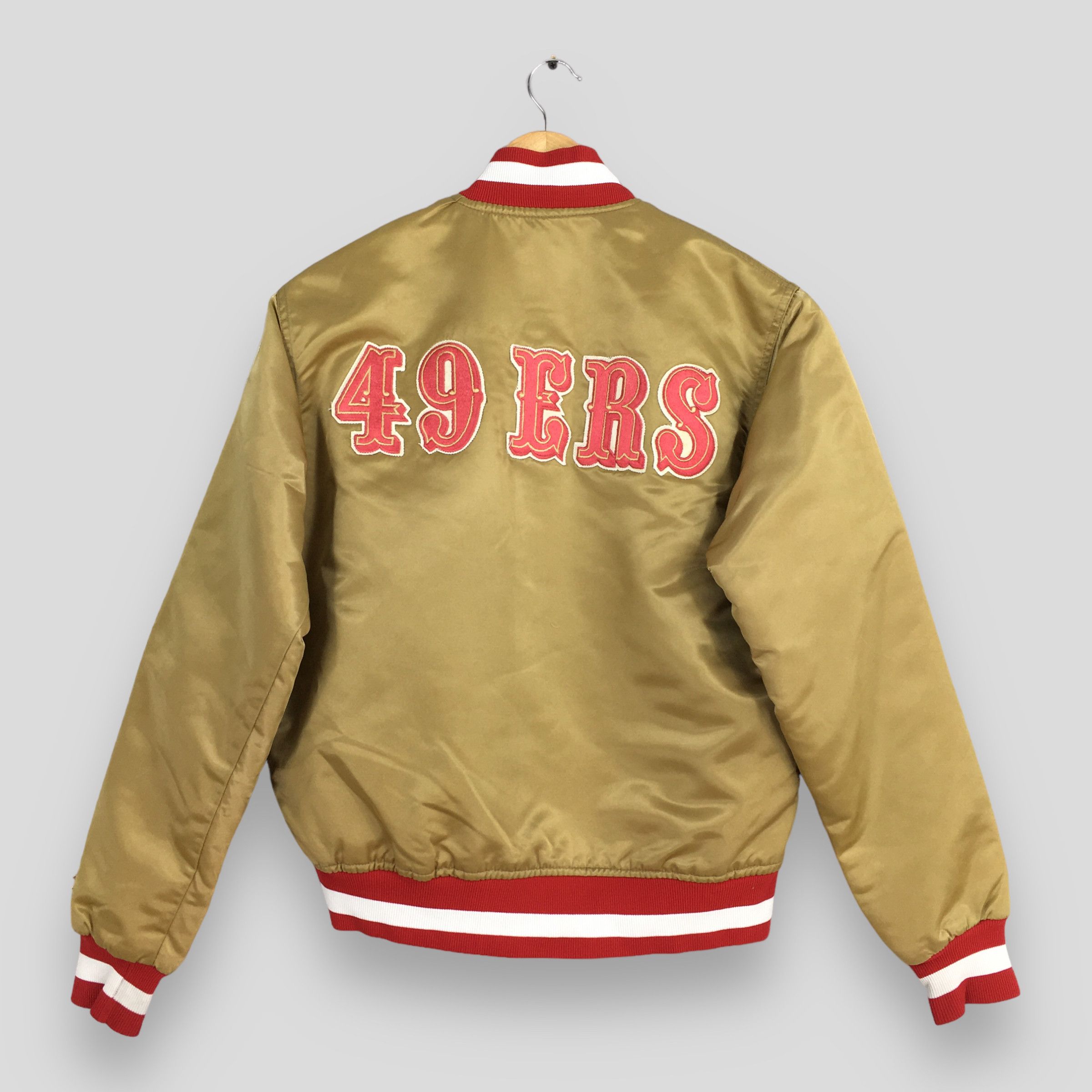 image of Vintage San Francisco 49Ers Nfl Satin Jacket Medium in Gold, Men's