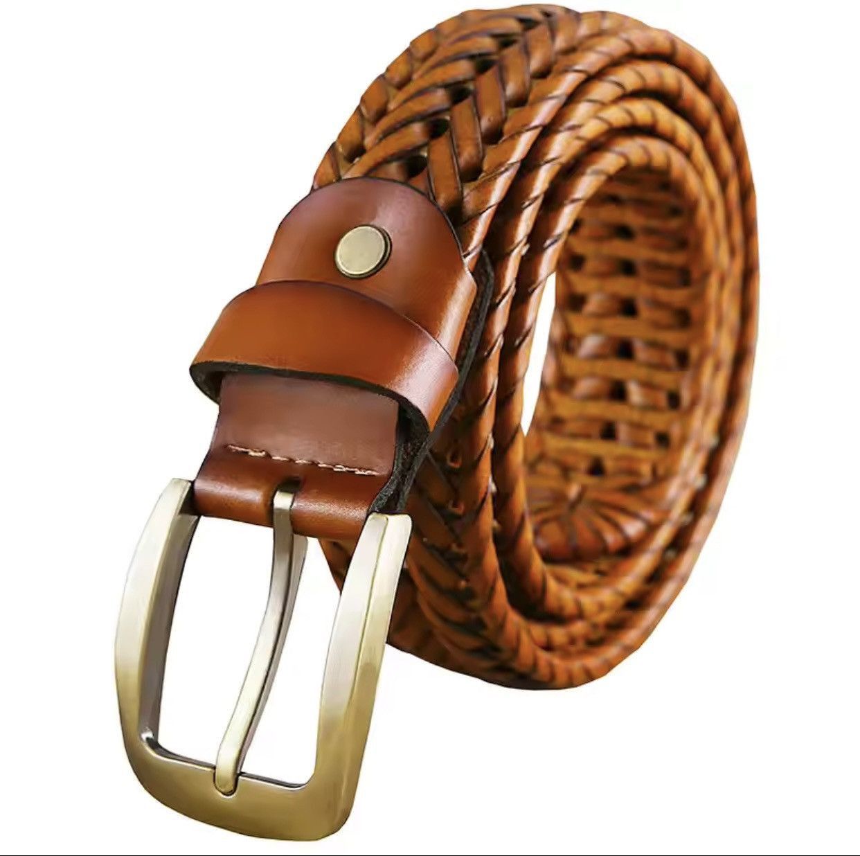 Leather × Vintage Braided belt cow skin with faux leather waist strap Size ONE SIZE - 5 Thumbnail