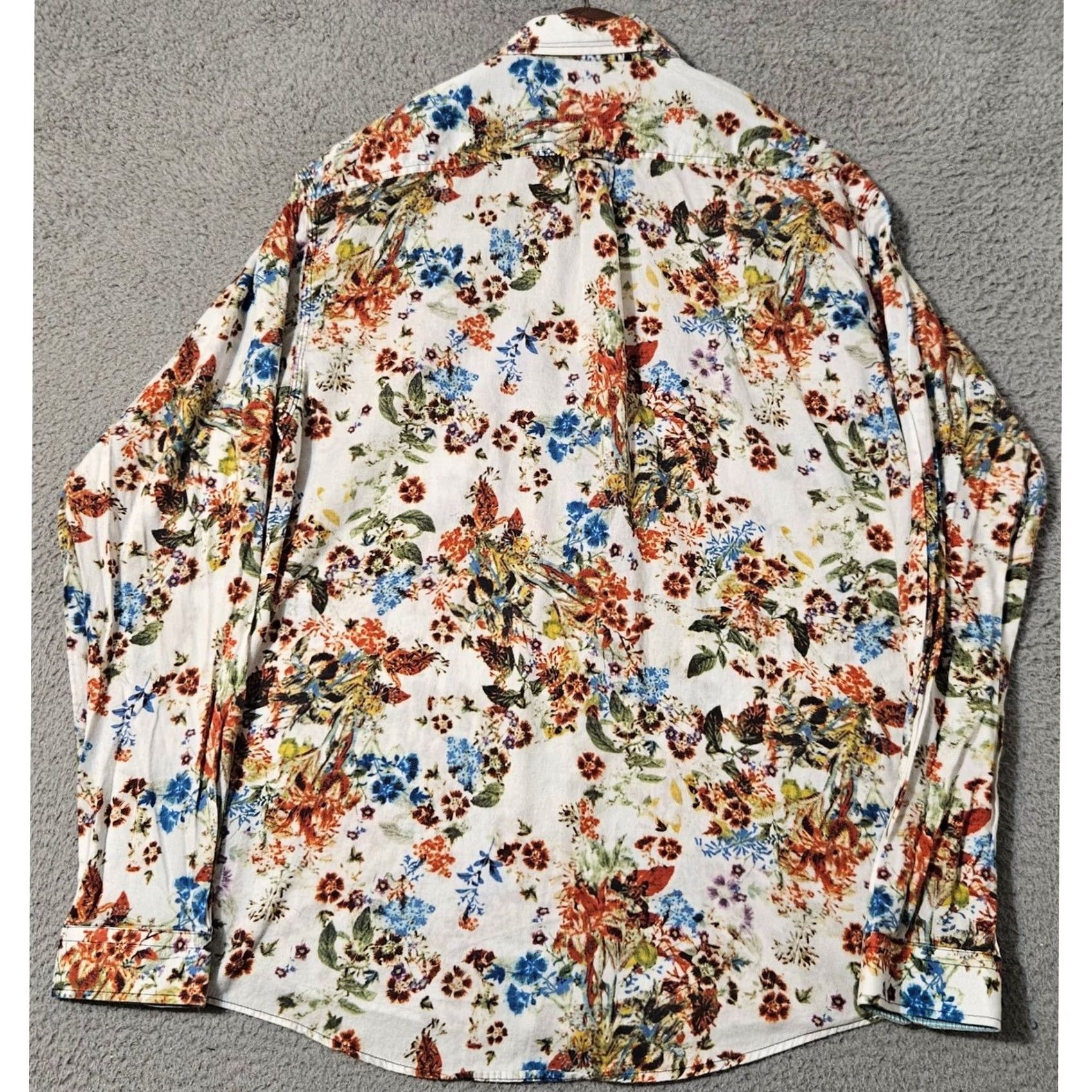 Vintage Visconti Shirt Slim Fit Button Down L/S Men White Floral Design Size S Size US S / EU 44-46 / 1 - 2 Thumbnail