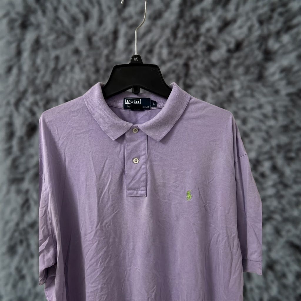 Polo Ralph Lauren VINTAGE Polo Ralph Lauren Shirt Mens L Purple Green Pony Short Sleeve Collared Button Knit Cotton Classic Casual Preppy Designer 90s / 00s Mens Size US L / EU 52-54 / 3 - 1 Thumbnail
