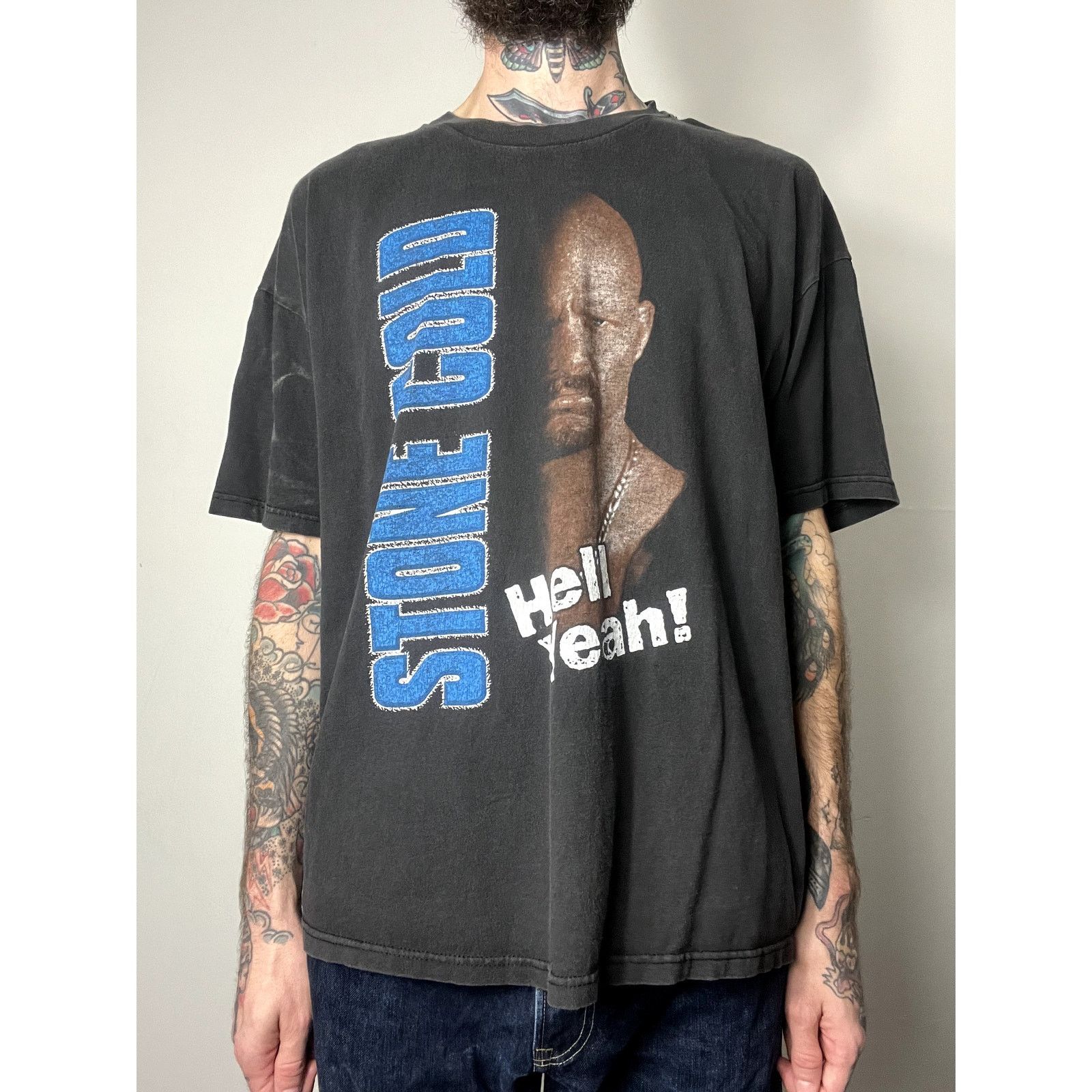 image of Vintage Stone Cold Steve Austin Wwf Wrestling T-Shirt in Black, Men's (Size XL)