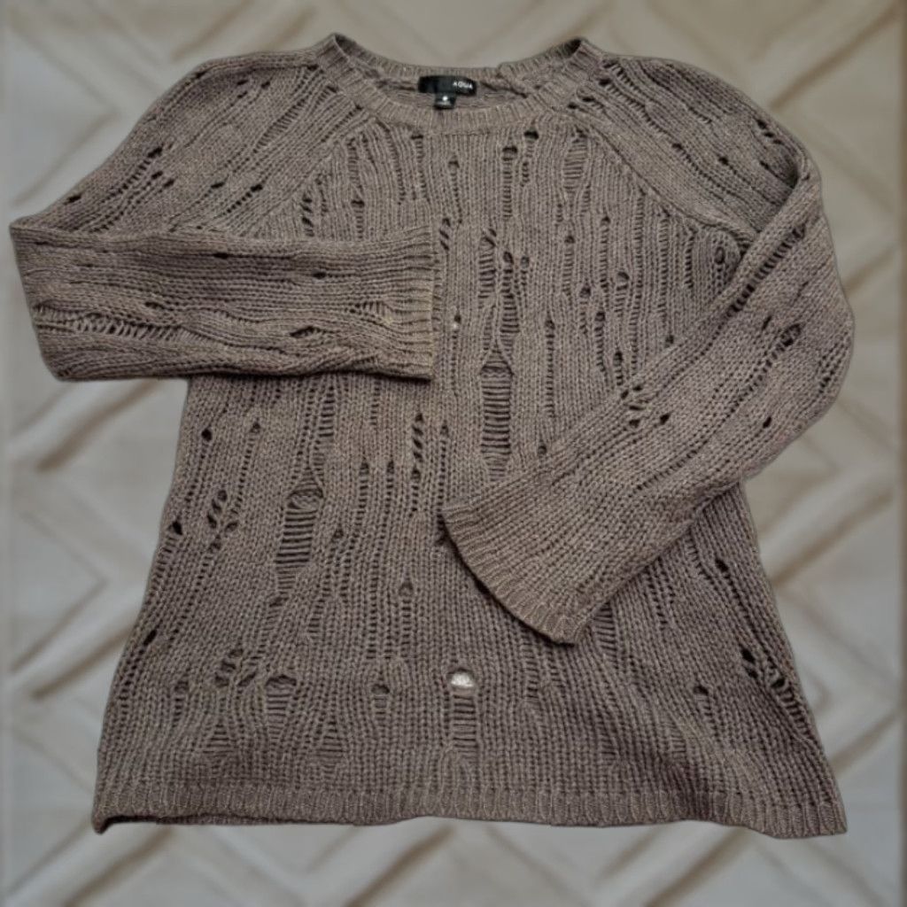AQUA Aqua Wool Cashmere Sweater Womens Small Brown Knit Pullover Fall Winter Casual Size S / US 4 / IT 40 - 1 Thumbnail