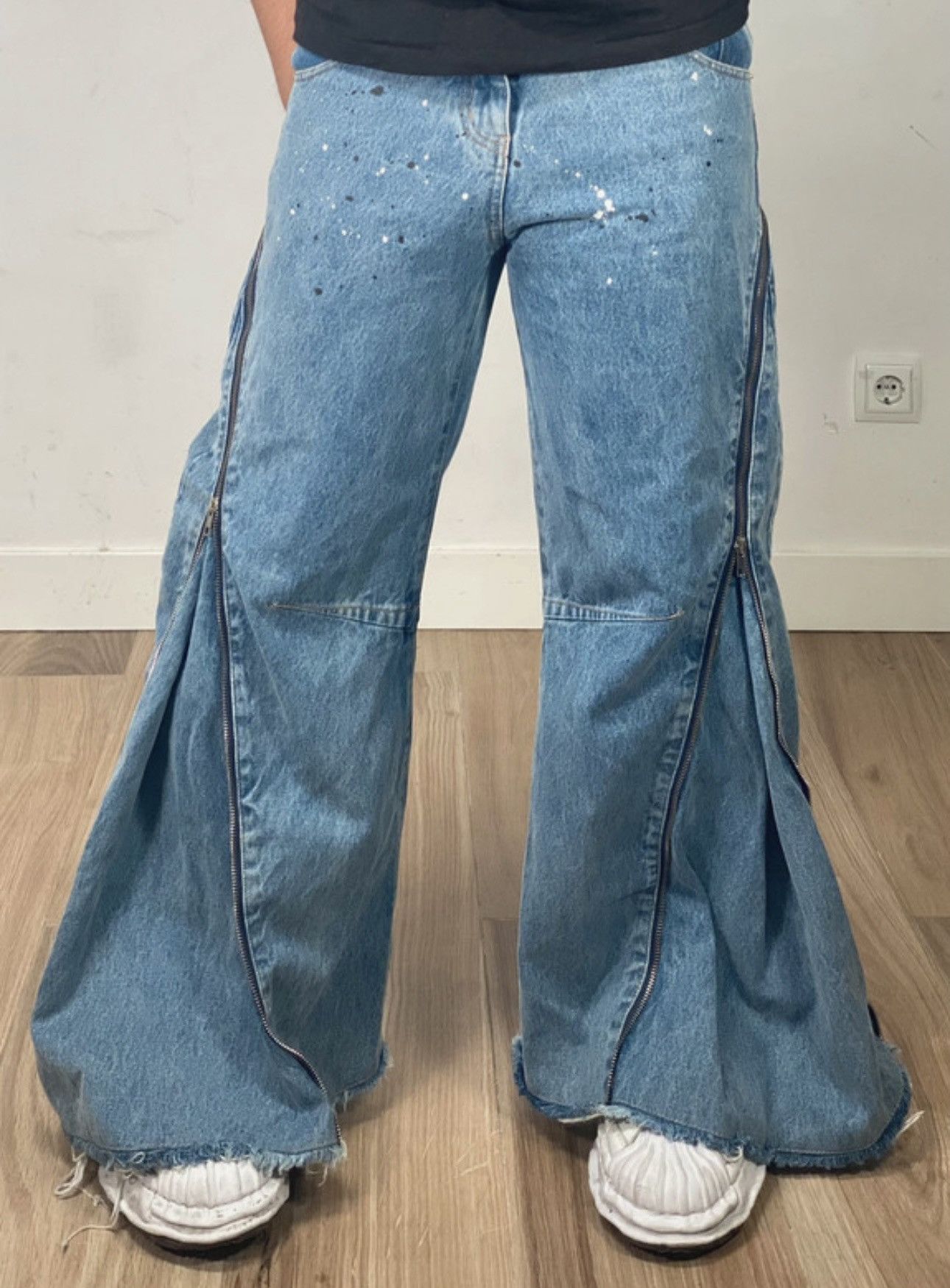 Japanese Brand Paynestar Heroin Zip Baggy Flared Denim Pants Bolan Size US 32 / EU 48 - 4 Thumbnail