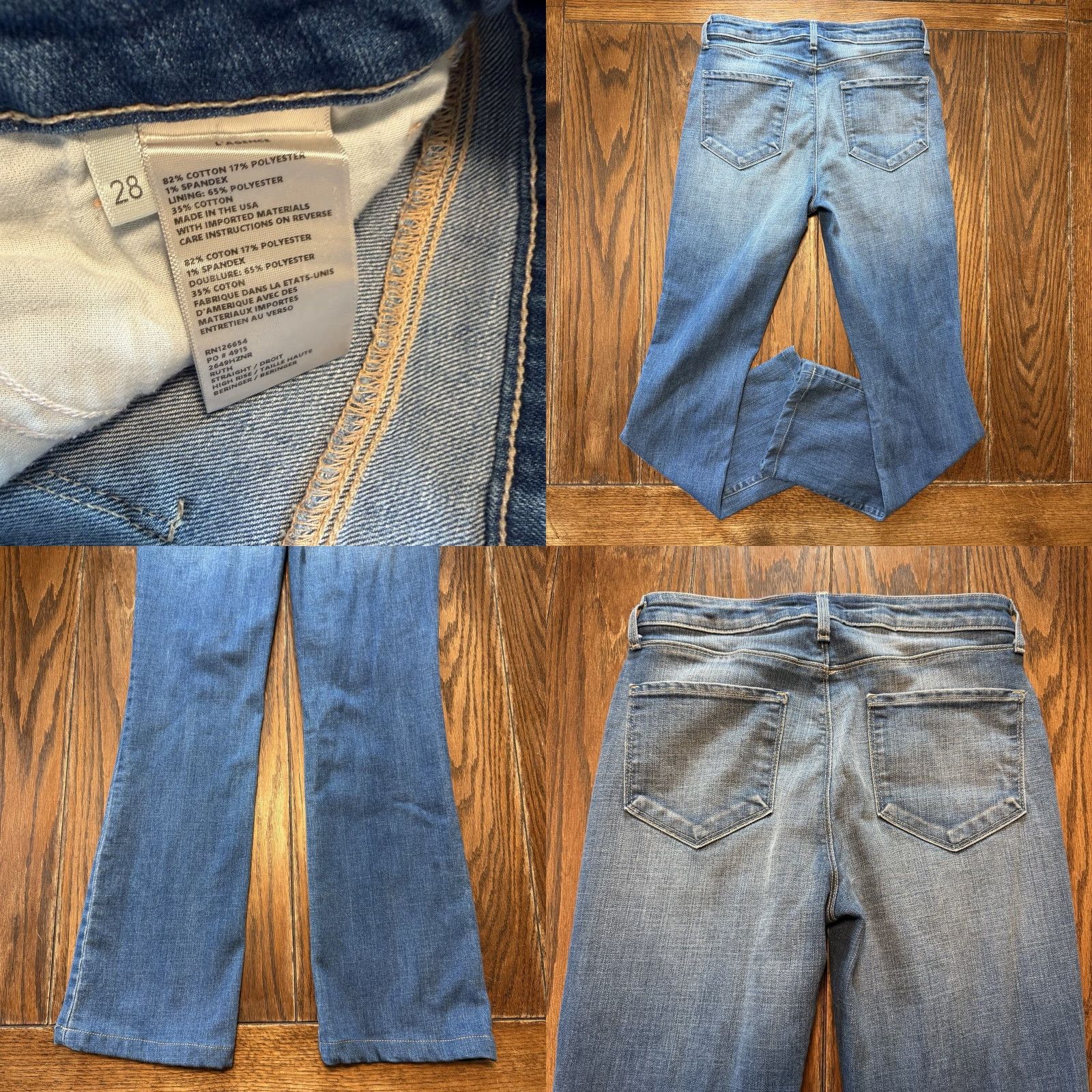 L'AGENCE L'AGENCE Ruth High Rise Straight Jeans Woodbridge Blue Raw Hem 28 2649HZNR Women's Jeans Slim Straight 5-Pocket Denim Rise >10.5in Regular Inseam 30in Size 28" / US 6 / IT 42 - 8 Thumbnail