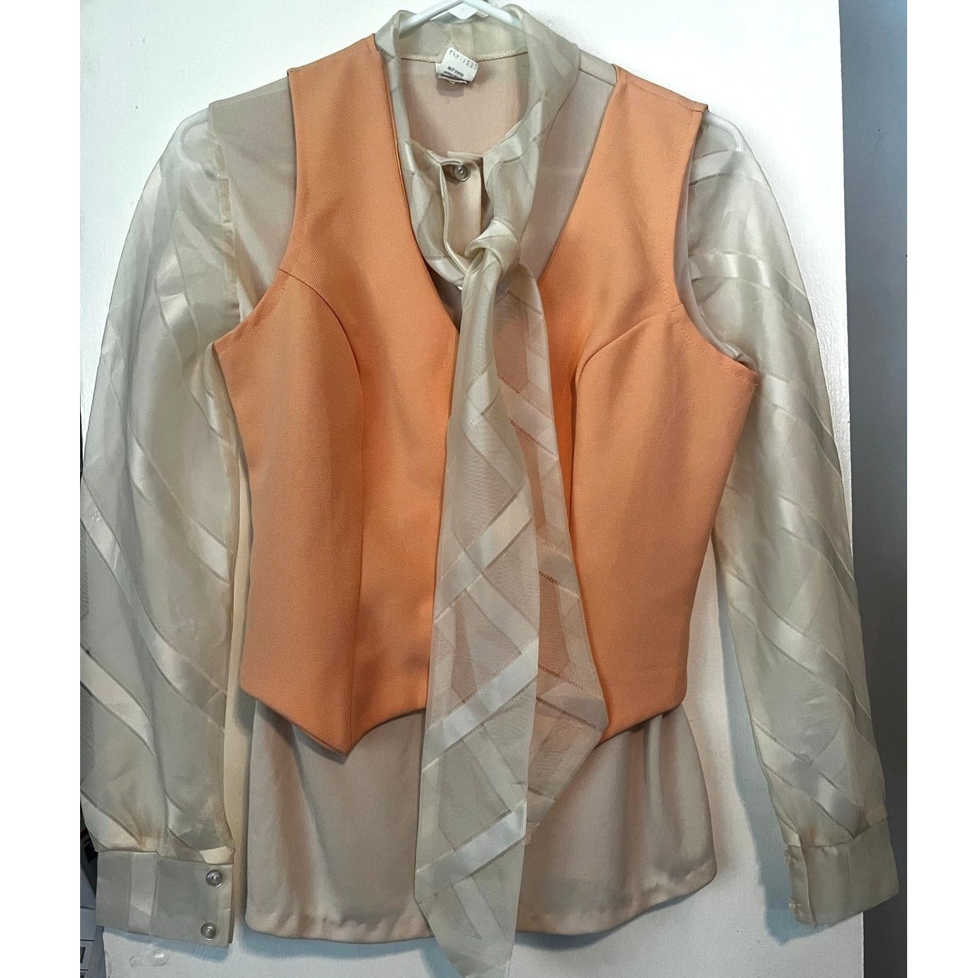Vintage Vintage 70's Union Made Cream Orange Vest Jacket Top Small Size S / US 4 / IT 40 - 3 Thumbnail