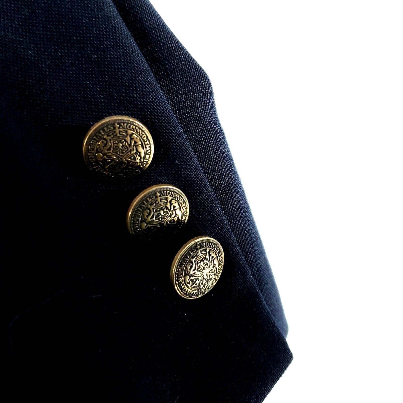 Oscar De La Renta Oscar De La Renta Wool 2 Bronze Button Blazer 42R Blue Tagge Size 42R - 4 Thumbnail