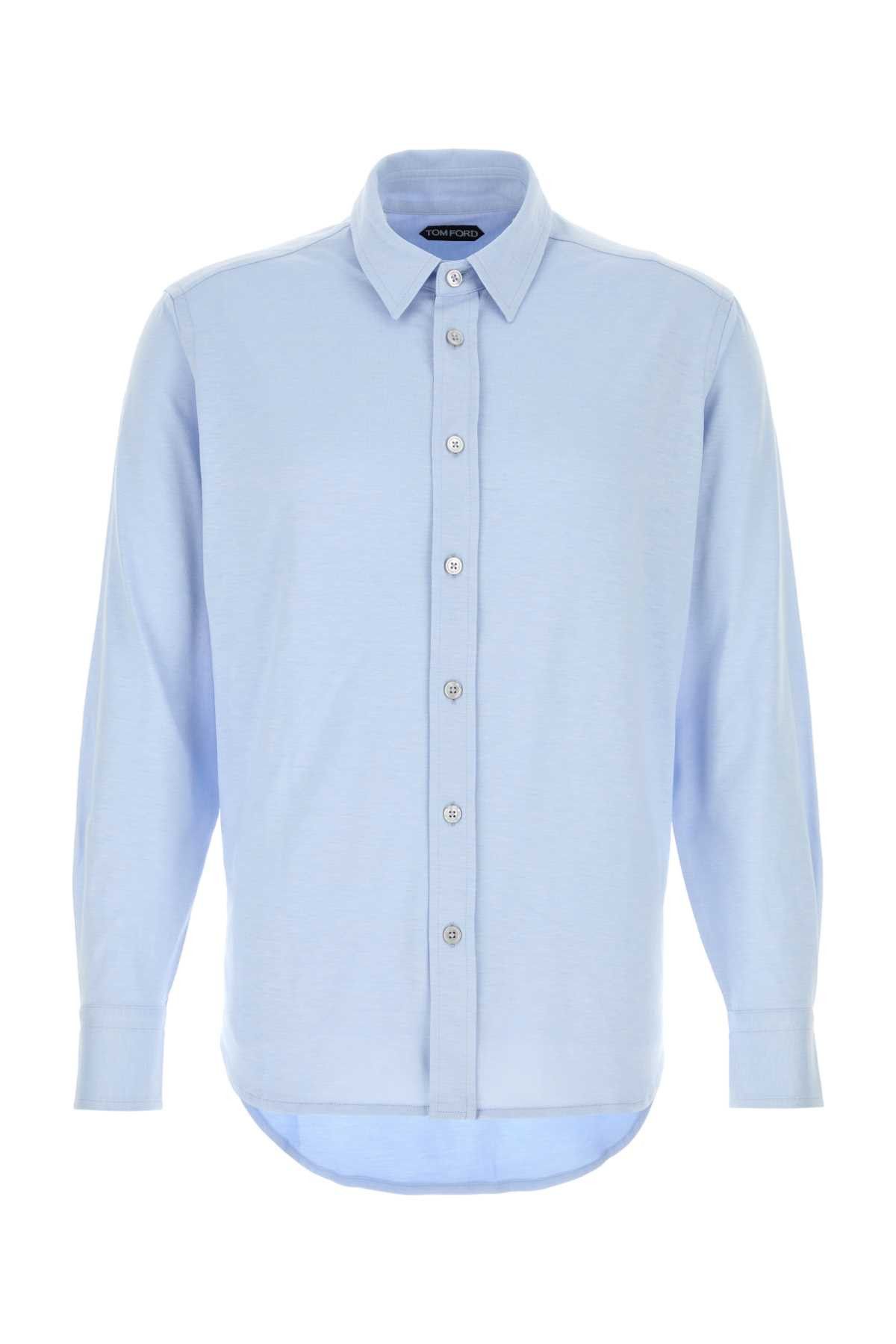 Tom Ford Powder Blue Silk Blend Shirt Size US M / EU 48-50 / 2 - 1 Thumbnail