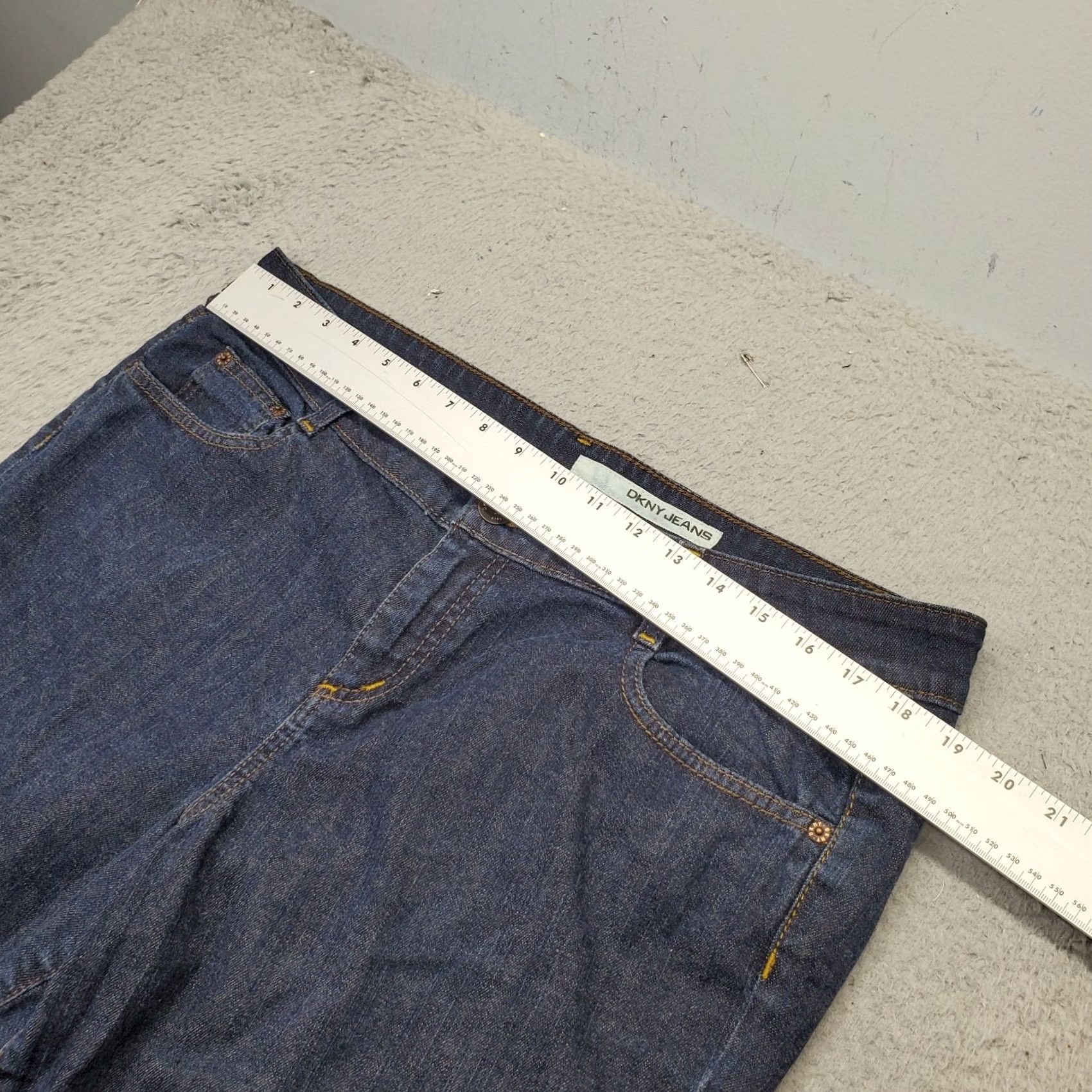 DKNY DKNY Jeans Womens 16 Blue Denim Dark Wash Cropped Stretch Ankle Slit Boho Shirt Size 38" / US 16 / IT 52 - 3 Thumbnail