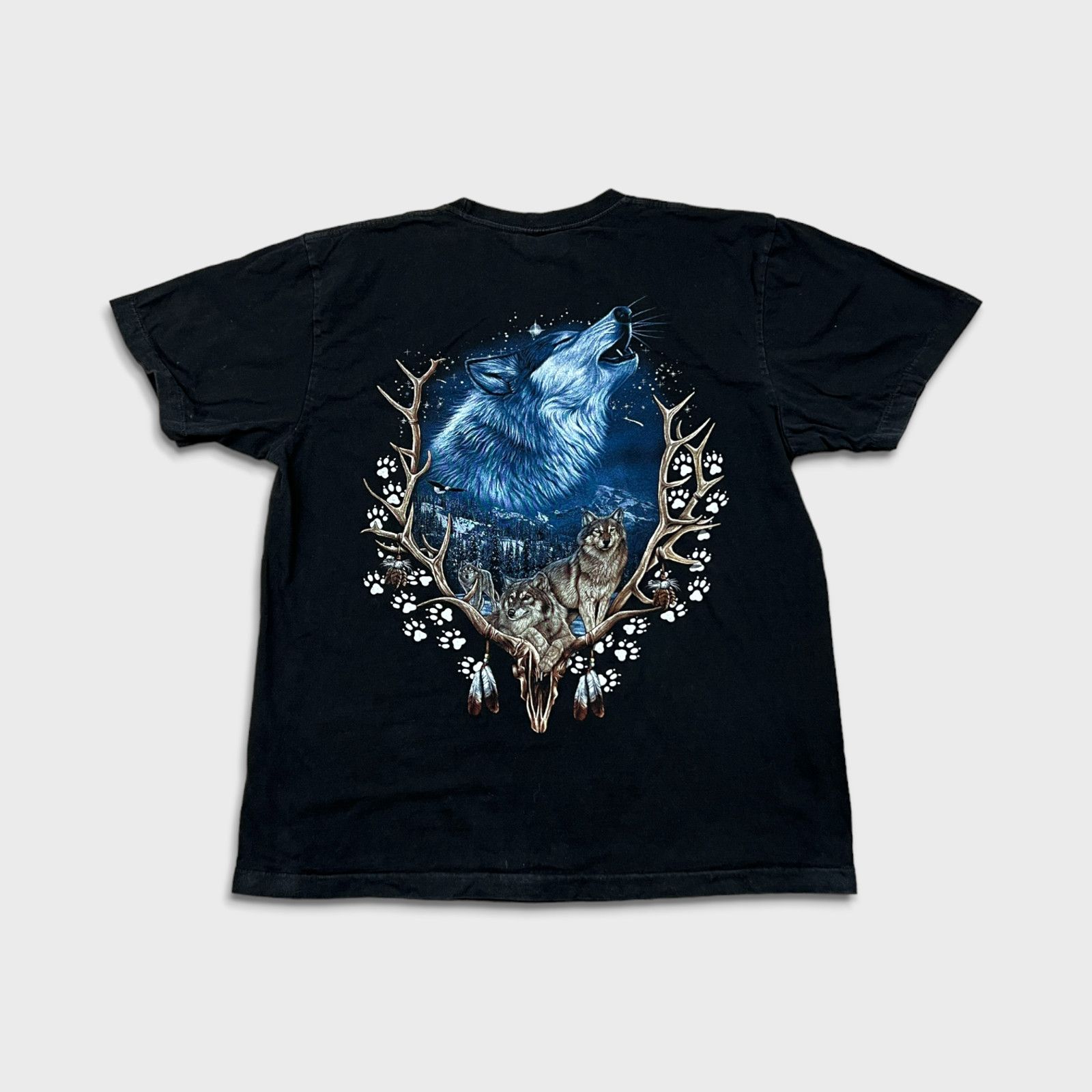 Vintage Y2K Wolves Animal Native T Shirt XL Double Sided Nature Tee Size US XL / EU 56 / 4 - 4 Thumbnail