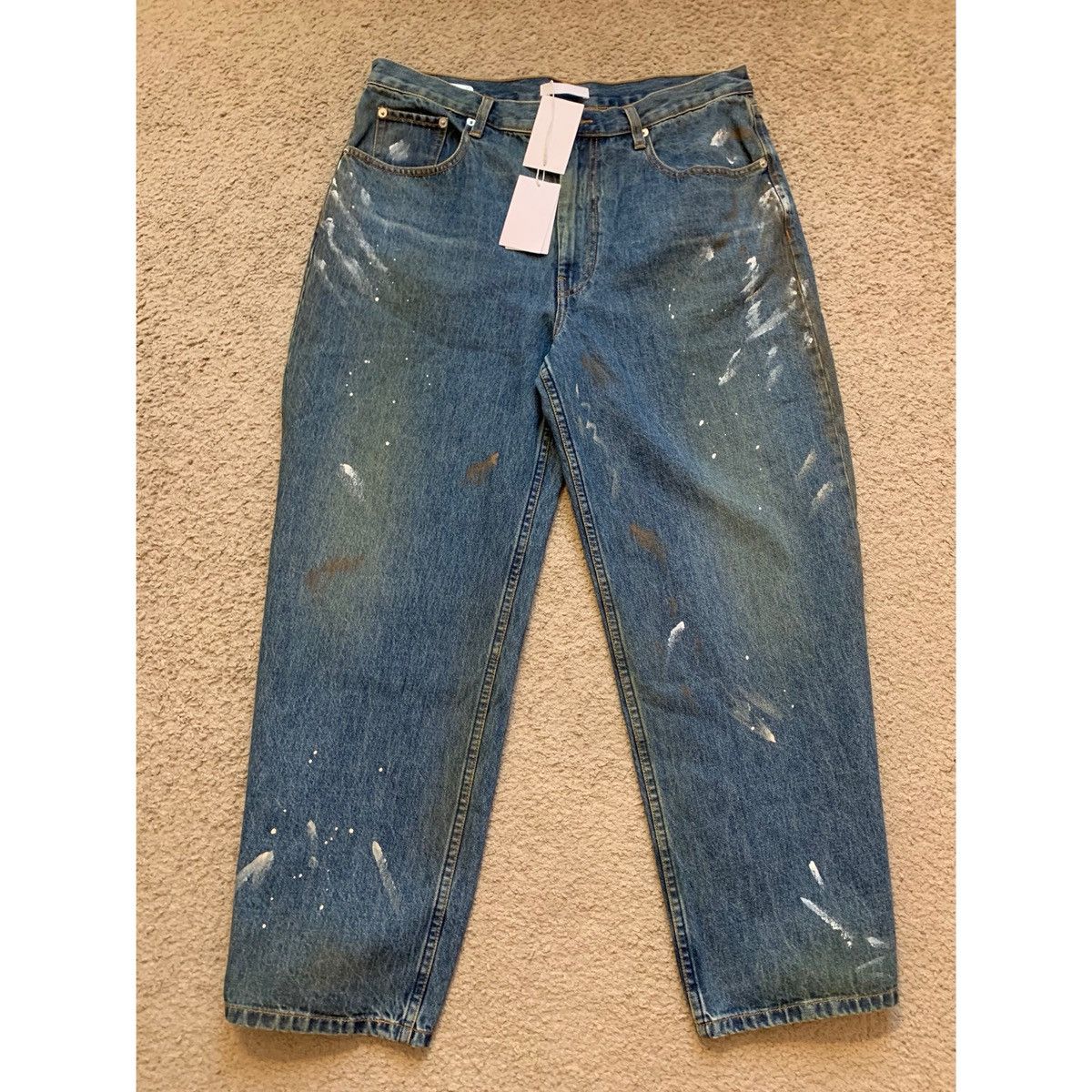 Helmut Lang HELMUT LANG CROPPED PAINT SPLATTER WIDE LEG JEANS Size US 34 / EU 50 - 8 Thumbnail