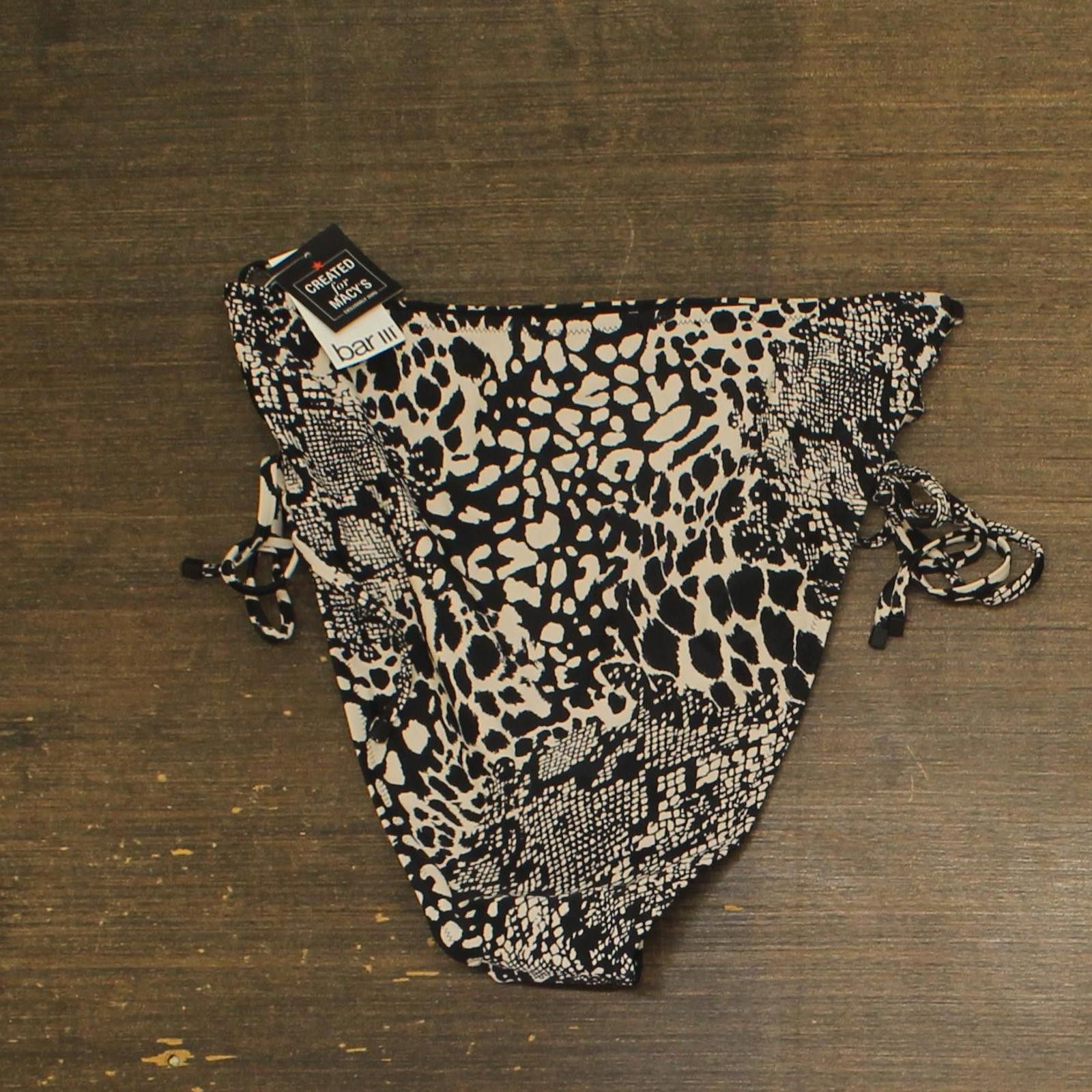 Bar III Nwt Bar Iii Printed Bikini Swim Top Side Tie Black Multi L Size ONE SIZE - 2 Thumbnail