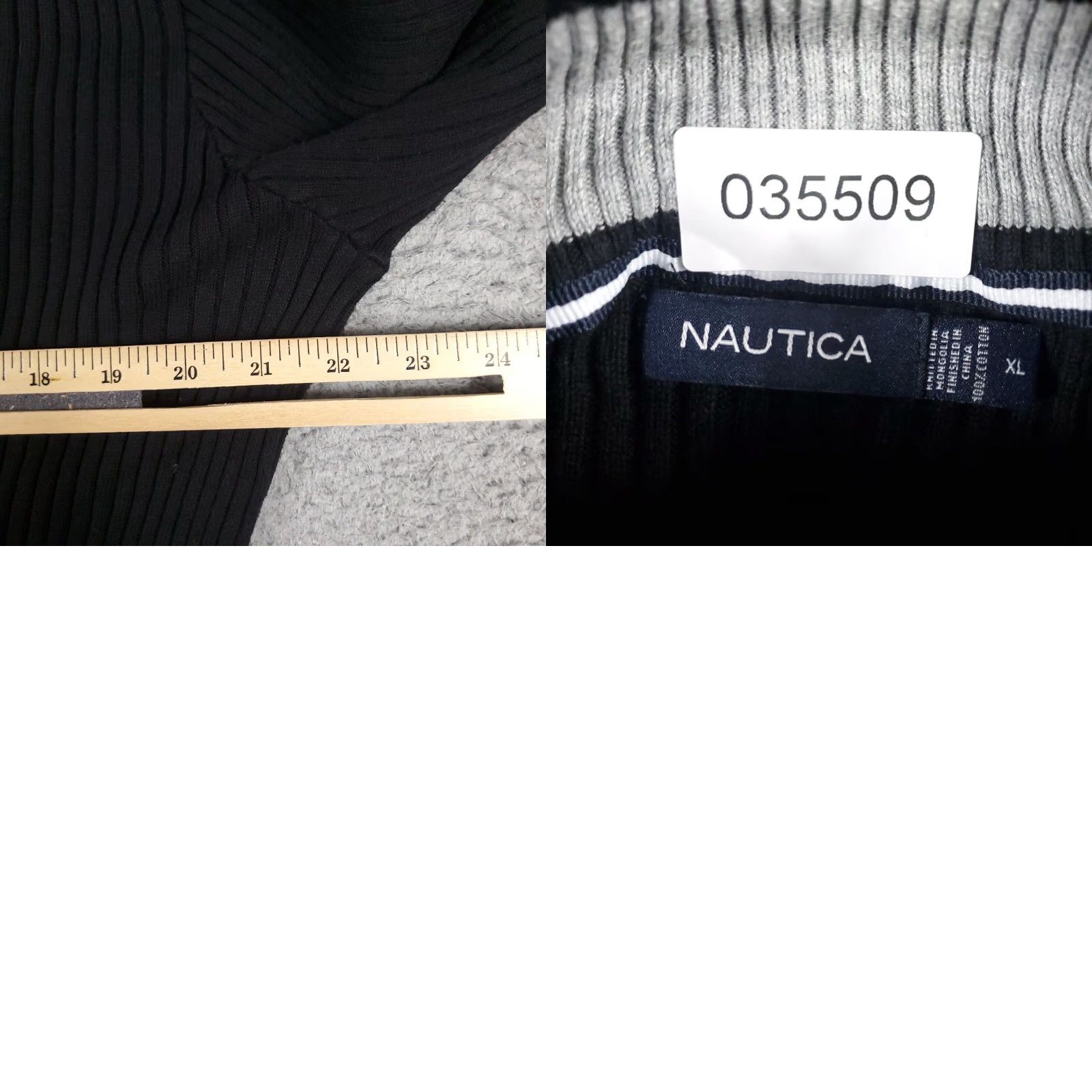 Nautica Mens Nautica Sweater Extra Large XL Black Ribbed Knit Casual Size US XL / EU 56 / 4 - 8 Thumbnail
