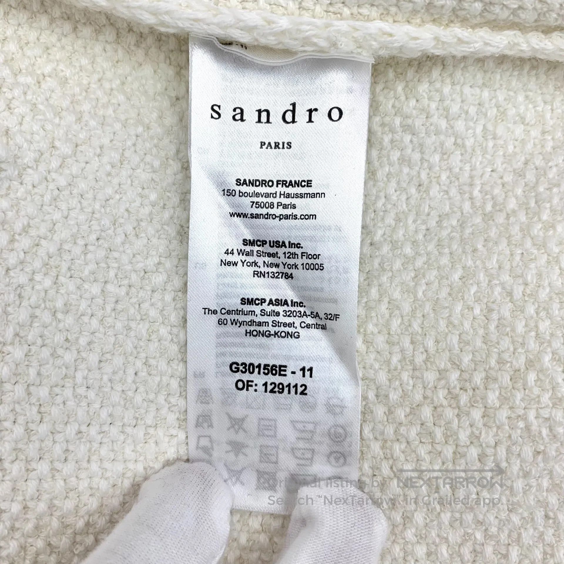 Sandro Sandro Off-White Stripe Trim Lapel Single-Breasted Long Sl Size US S / EU 44-46 / 1 - 8 Thumbnail