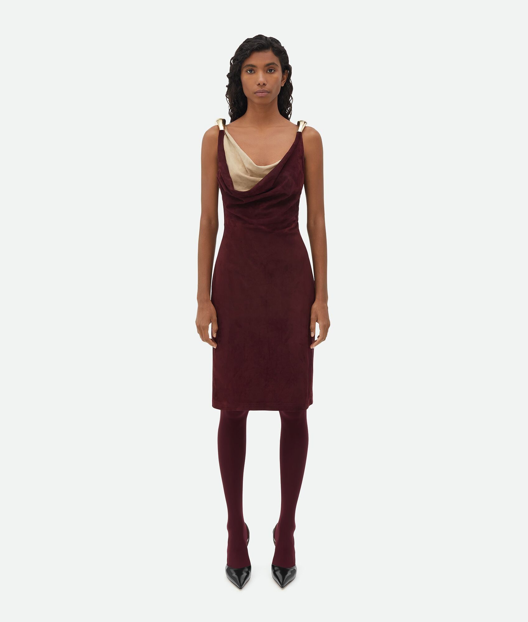 Bottega Veneta o1bcso1str0225 Fluid Suede Midi Dress With Metal Detail Size XS / US 0-2 / IT 36-38 - 1 Thumbnail