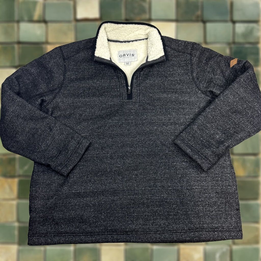 Orvis Orvis Sweater 1/4 Zip Pullover Men’s 2XL Gray Sherpa Lined Long Sleeve Collared Size US XXL / EU 58 / 5 - 1 Thumbnail