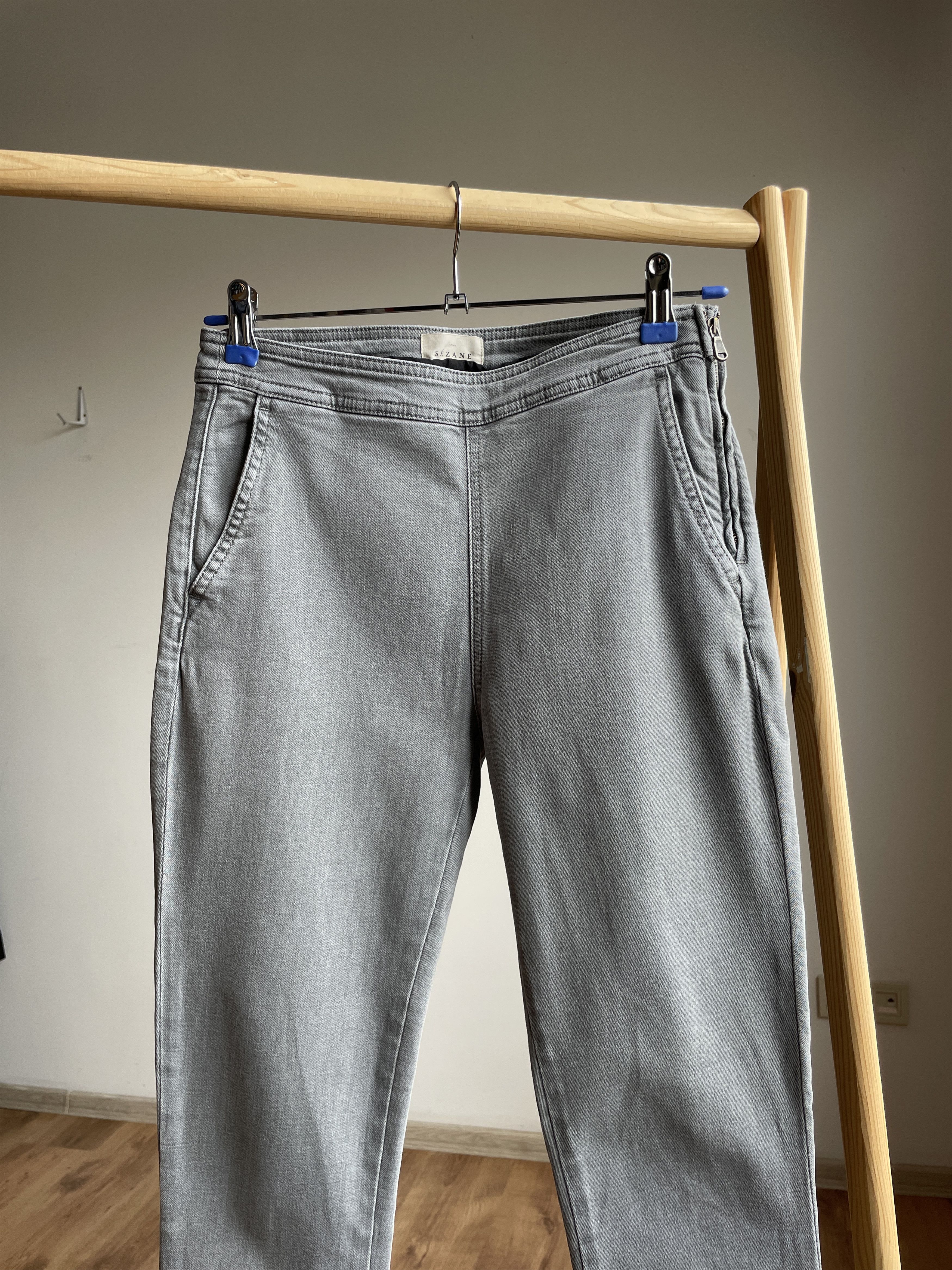 Sezane Sezane Clara Side Zip Womens Grey Denim Size EUR 36 Size 25" / US 0 / IT 36 - 3 Thumbnail