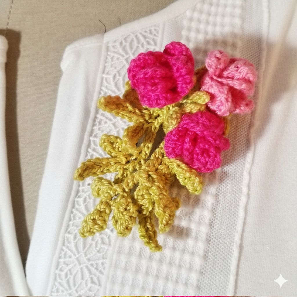 Handmade Rose Corsage Pink Floral Magnetic Brooch Lapel Pin Boutonnie Size ONE SIZE - 9 Thumbnail