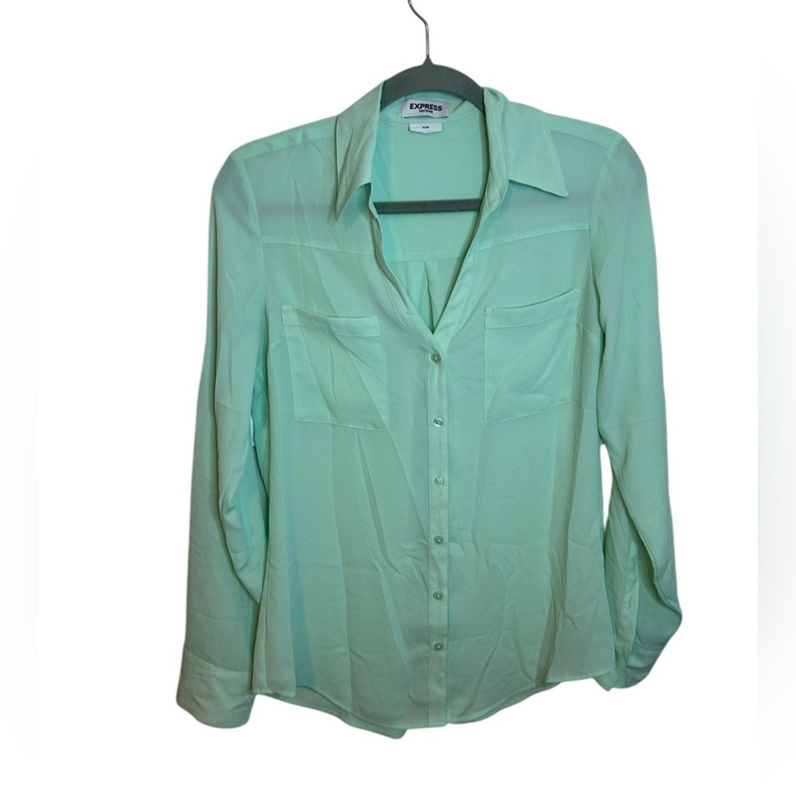 Express Express Mint Green Slim Portofino Shirt Size S / US 4 / IT 40 - 1 Thumbnail