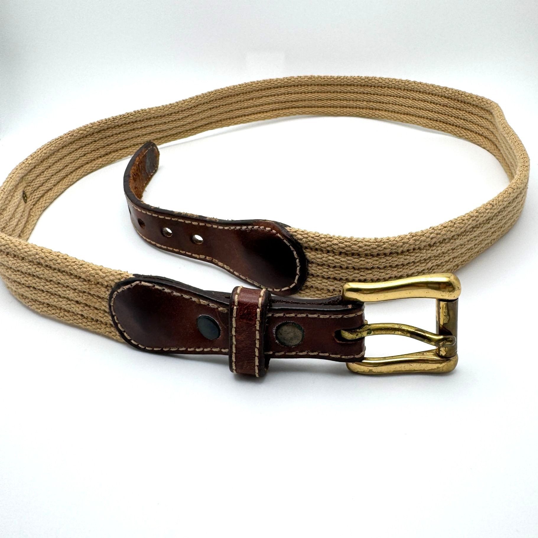 Jordache Jordache Vintage Leather Woven Rope Belt 80s 29.5" - 32" Ski Size ONE SIZE - 4 Thumbnail