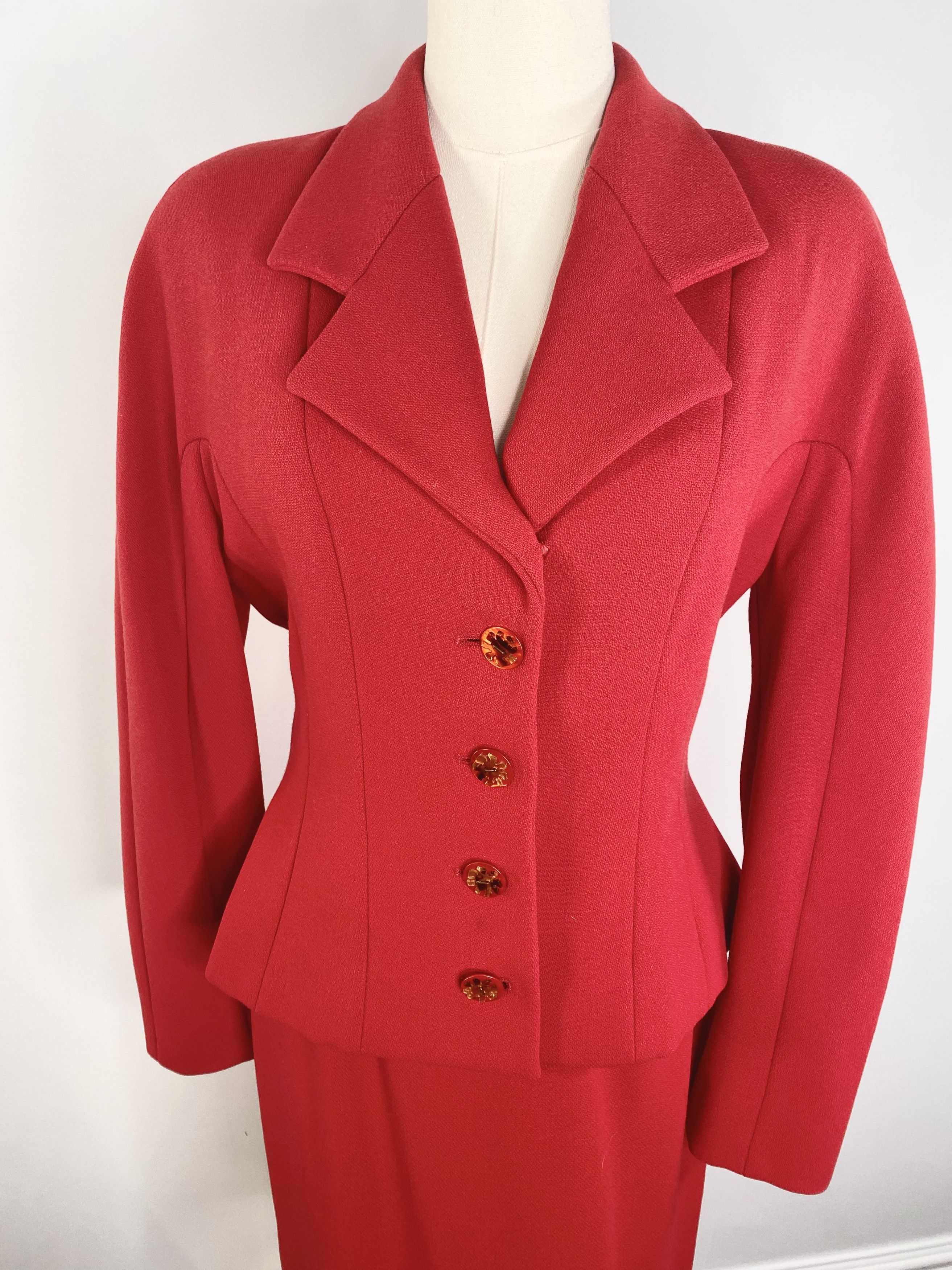 Chloe Vintage Archival Chloe - Red 2-Piece Skirt Designer Suit Size ONE SIZE - 13 Thumbnail