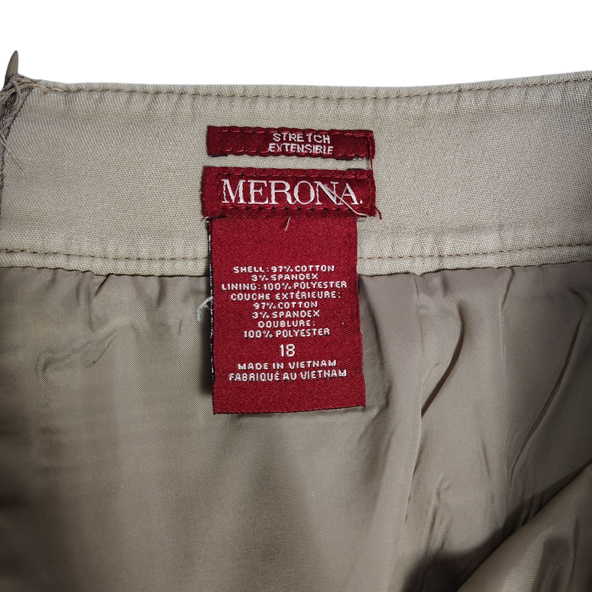 Merona Merona Womens 18 Stretch Khaki Cotton Polyester Lined Skirt Size 40" / US 18 - 2 Thumbnail