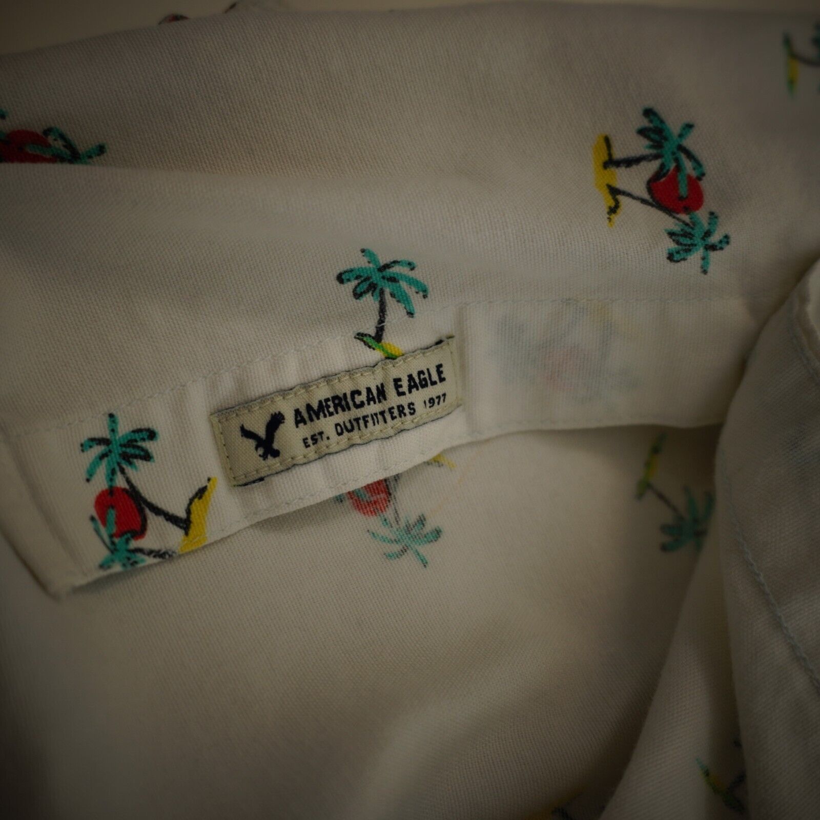 American Eagle Outfitters American Eagle Cream Palm Tree Seriously Soft Medium Short S Size US M / EU 48-50 / 2 - 10 Thumbnail