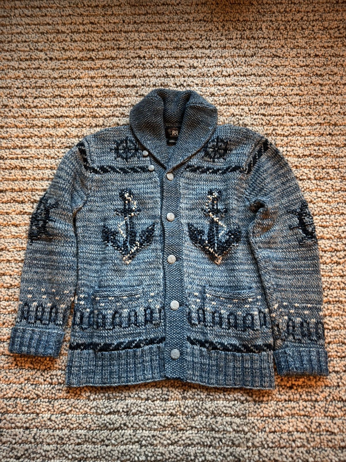 ♪*¥様 RRL ANCHOR SWEATER RRL Ralph Lauren RRL Shawl Sweater Anchor Hand-Knit Nautical
