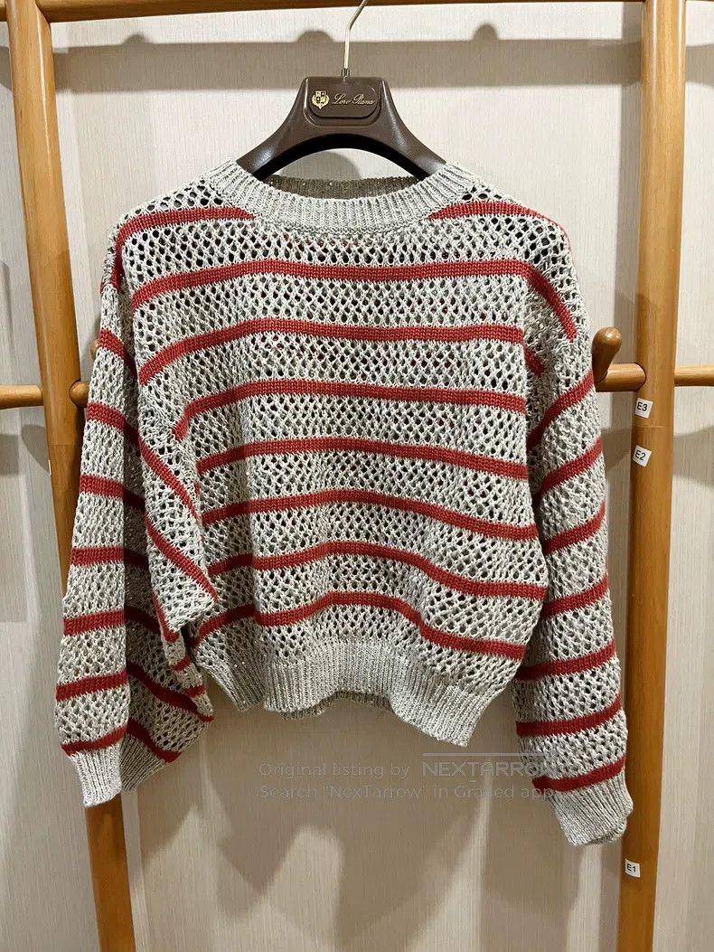 Brunello Cucinelli Brunello Cucinelli Linen sequin knit top Size S / US 4 / IT 40 - 3 Thumbnail