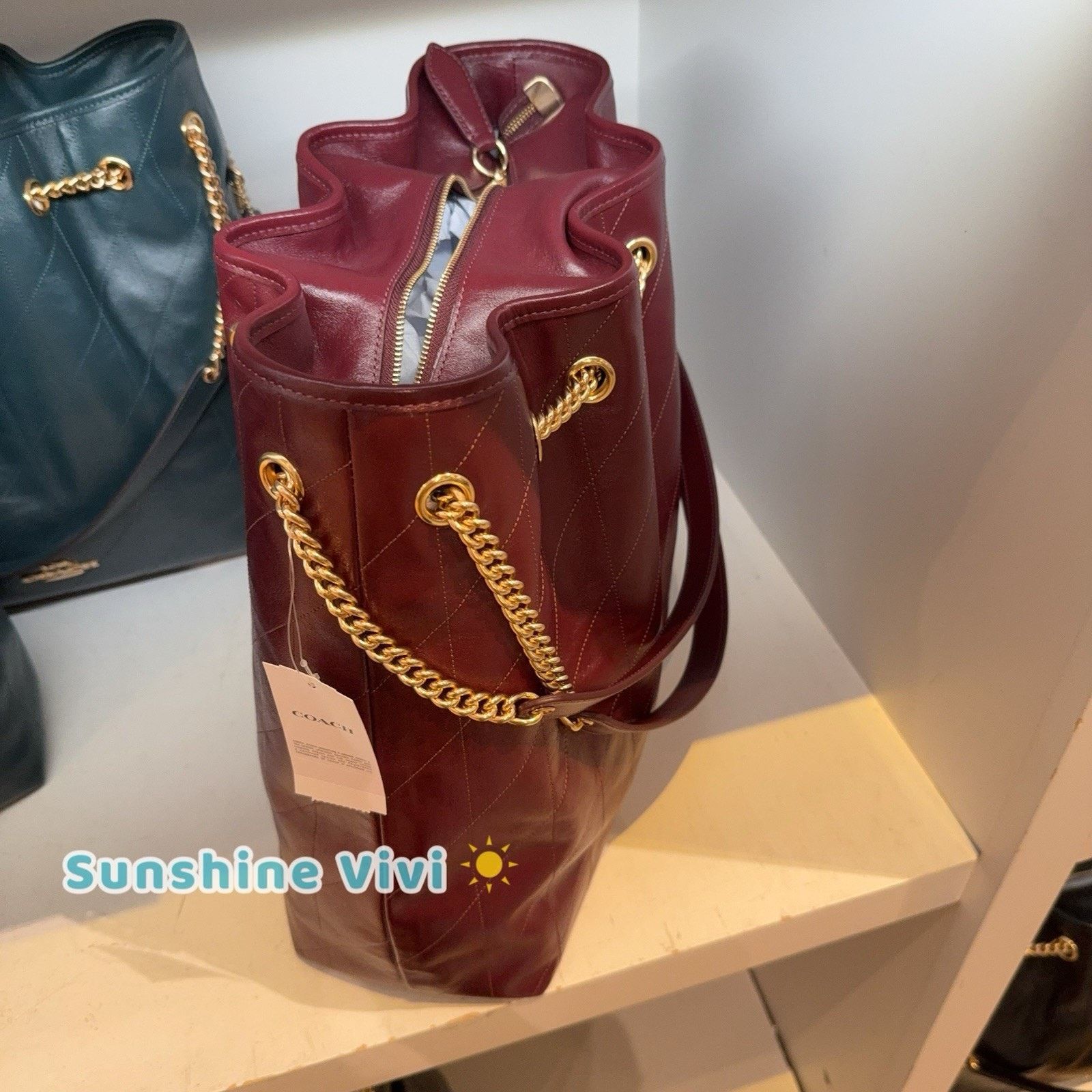 Coach NWT Coach Evelyn Large Shoulder Bag CCZ81 Leather Dark Wine Size ONE SIZE - 6 Thumbnail
