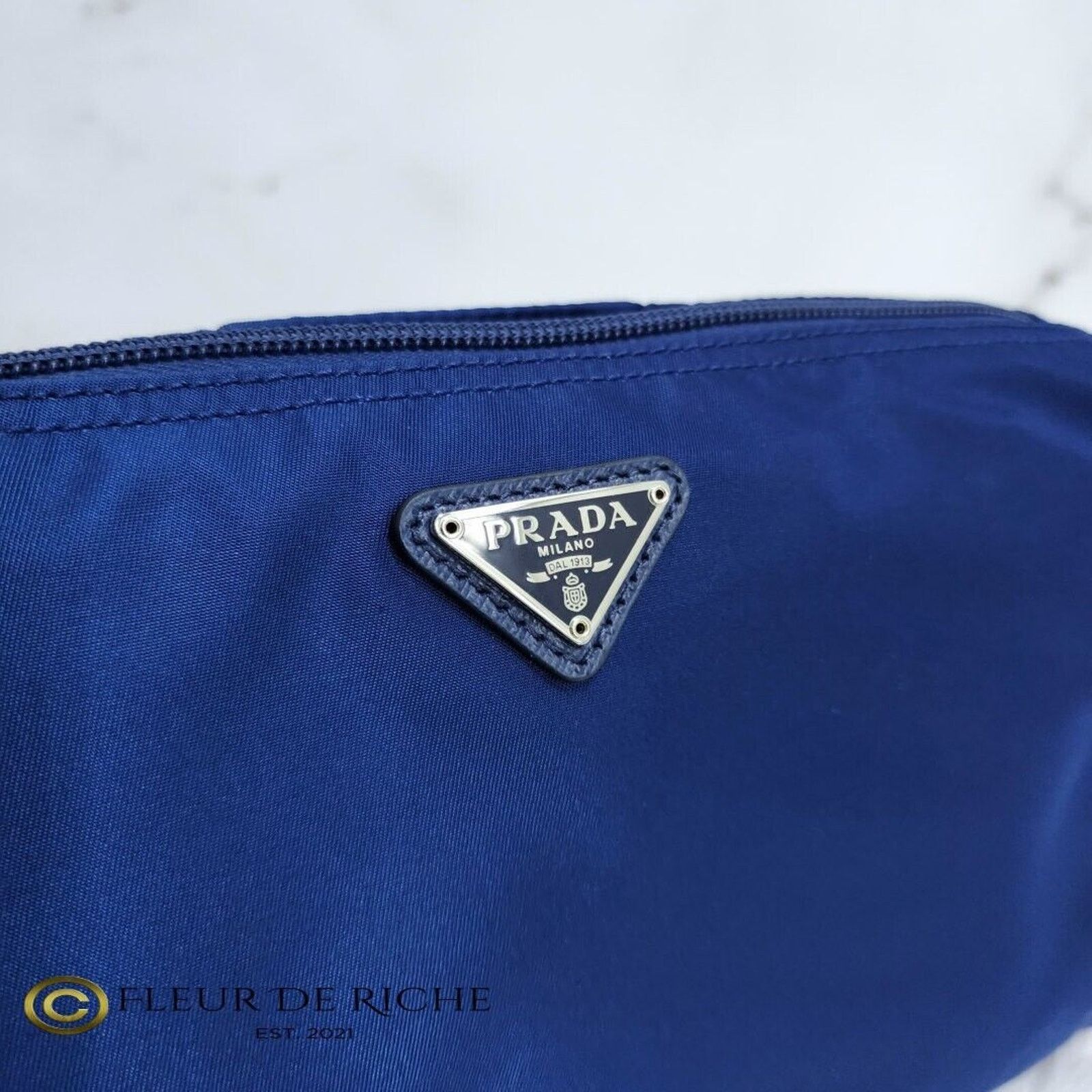 Prada Prada Necessaire Tessuto Medium Toiletry Case Blue 1NA012 Size ONE SIZE - 6 Thumbnail