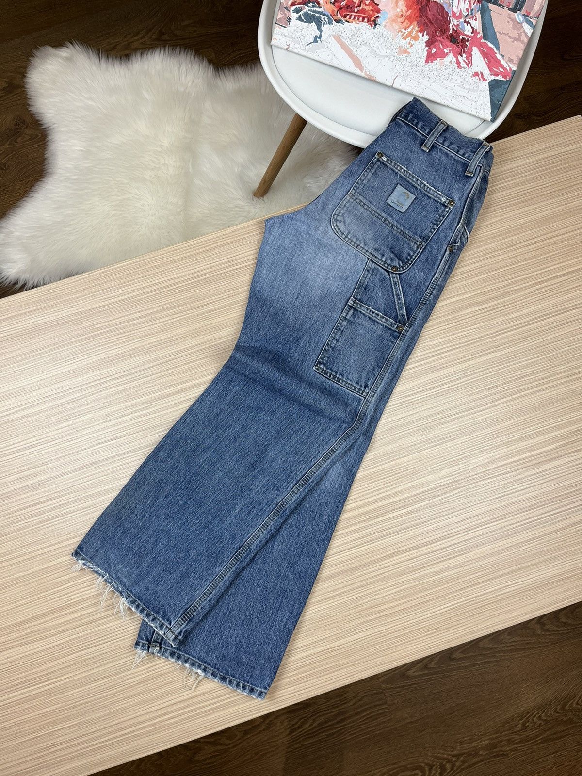 Carhartt × Vintage Crazy Vintage Carhartt Denim Dungaree Carpentar Work Pants Size US 32 / EU 48 - 6 Thumbnail
