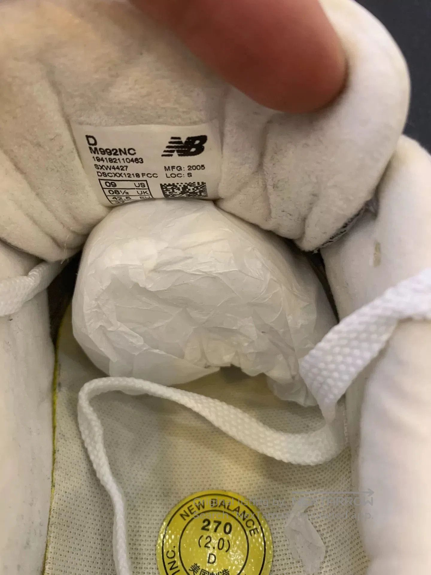 New Balance New Balance NB 992 Unisex White Running Shoes. Size US 9 / EU 42 - 5 Thumbnail