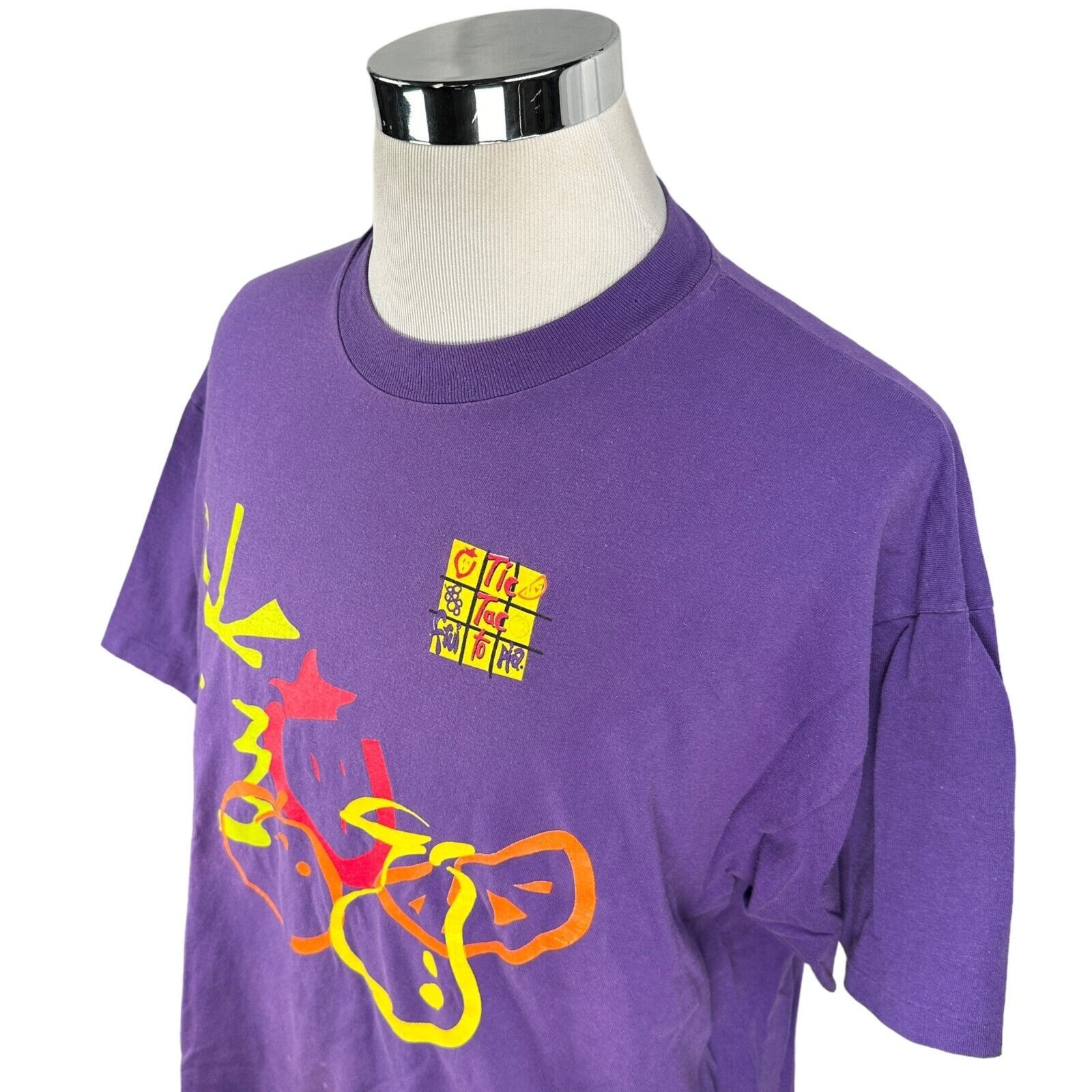 Hanes Vintage Frutopia Tic Tac Toe T-Shirt XL Purple Crew Neck 90s Size US XL / EU 56 / 4 - 3 Thumbnail
