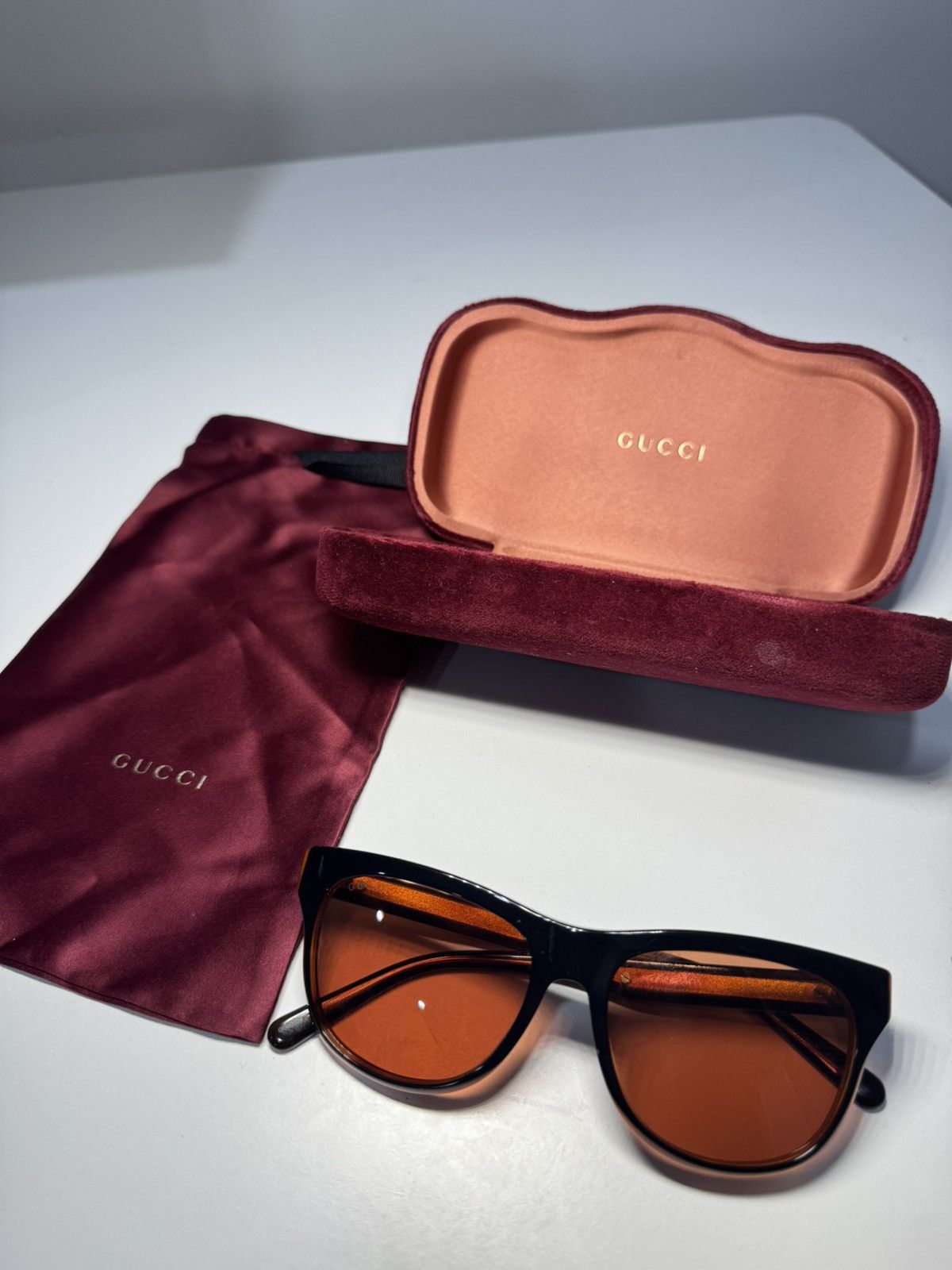 Gucci Unisex Vintage Sunglasses GG0980S 002 Orange Frame