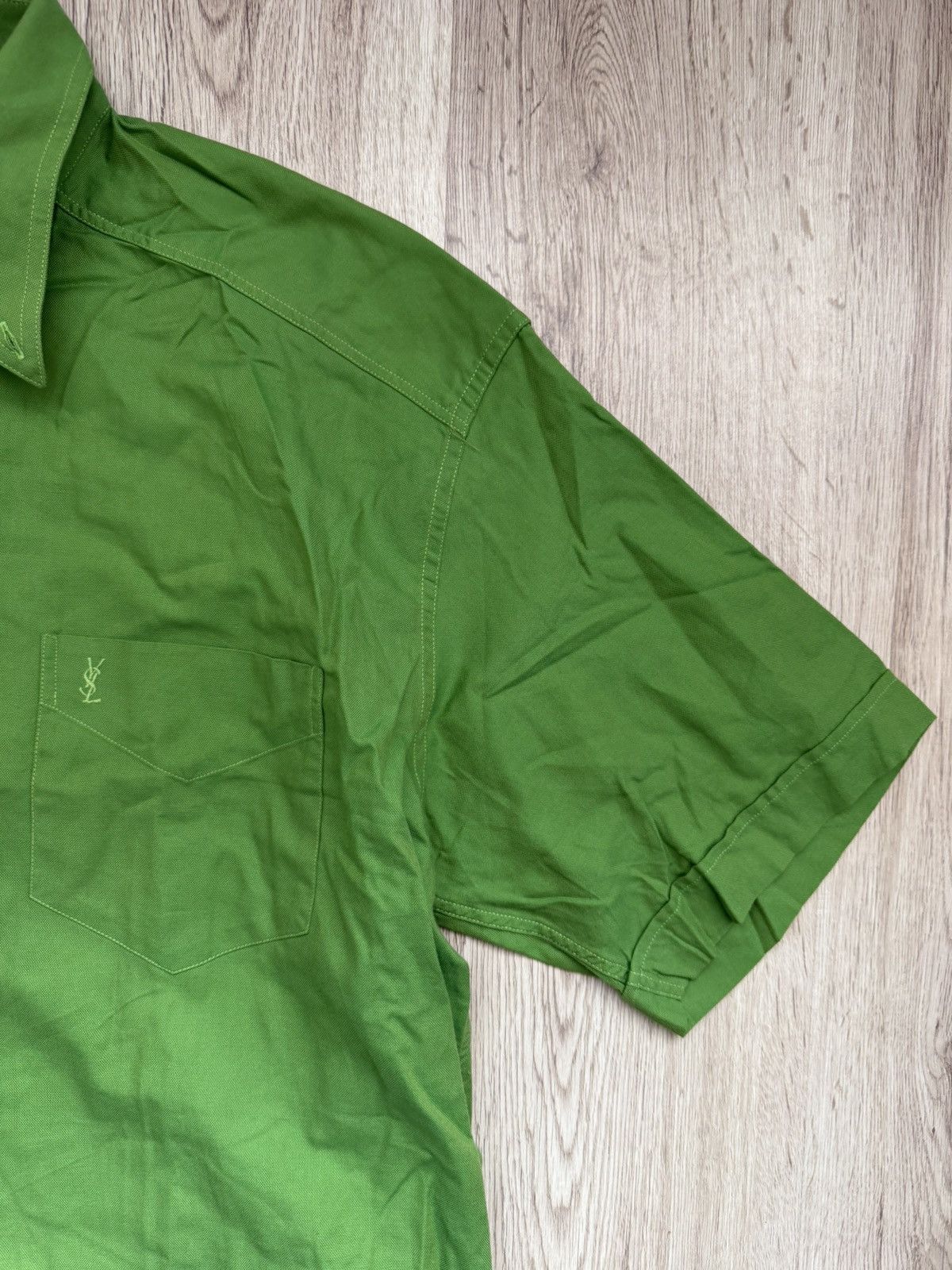 Yves Saint Laurent YSL Pour Homme Green Cotton Shirt XL Vintage Y2K Minimal Size US XL / EU 56 / 4 - 3 Thumbnail