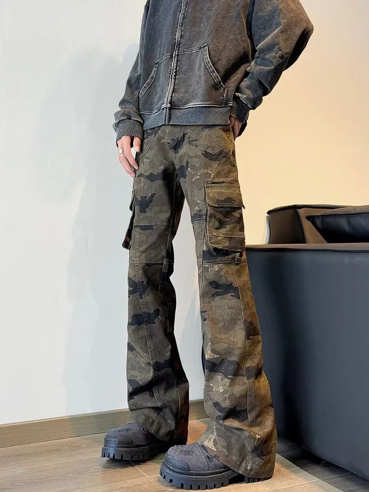 Vintage Cyber Y2K Streetwear Camouflage Slim Flare Jeans Size US 30 / EU 46 - 1 Thumbnail