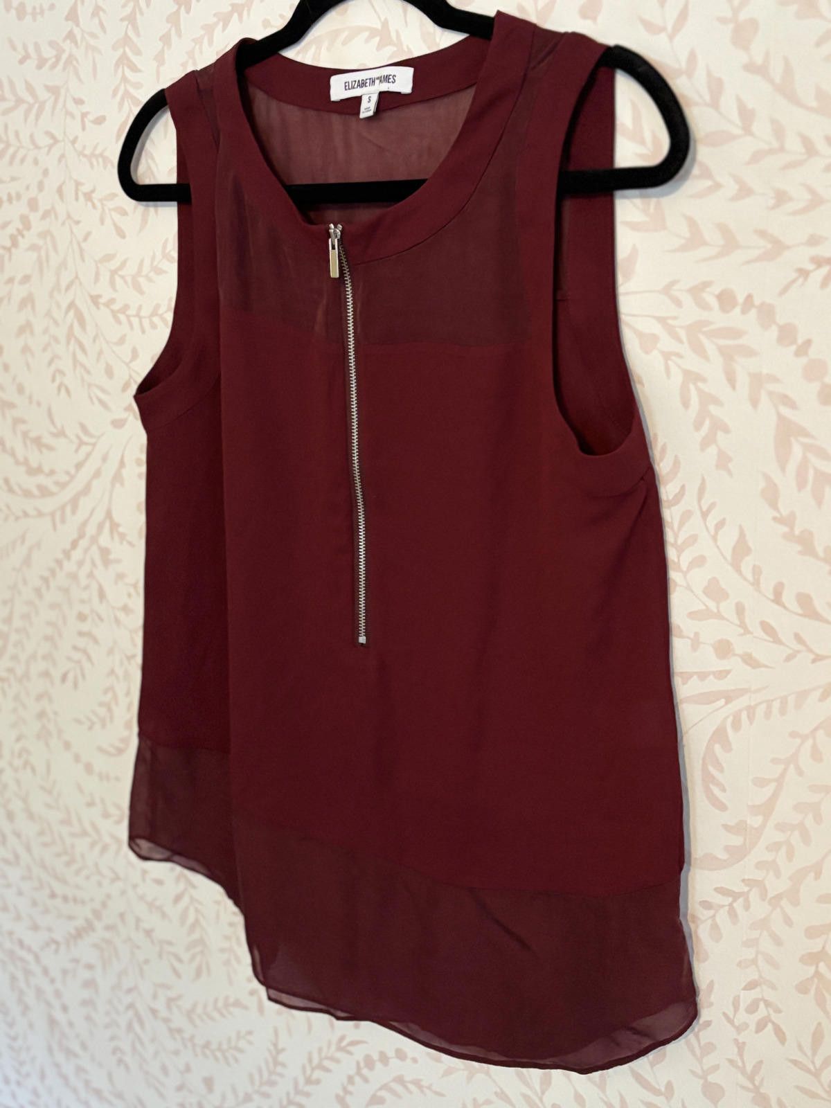 Elizabeth and James Elizabeth and James Burgundy Sleeveless Silk Top Front Ziper Size S / US 4 / IT 40 - 4 Thumbnail