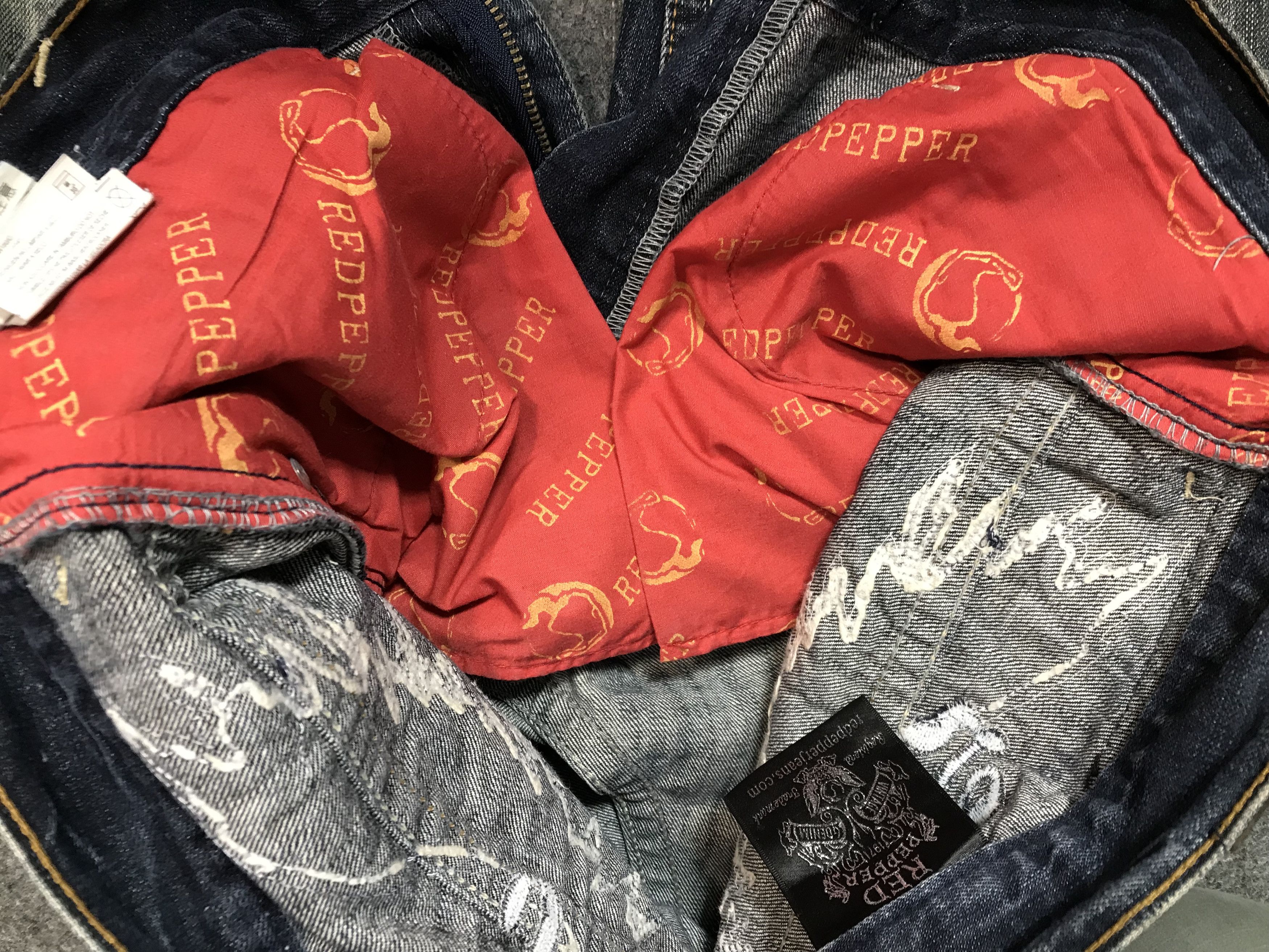 Vtg Red Pepper Distressed Back Side Bird Wings Design Jeans
