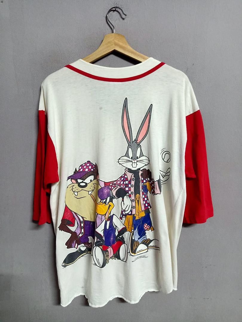 image of 90's Looney Tunes Mlb Jersey Sun Sportwear in White, Men's (Size Large)