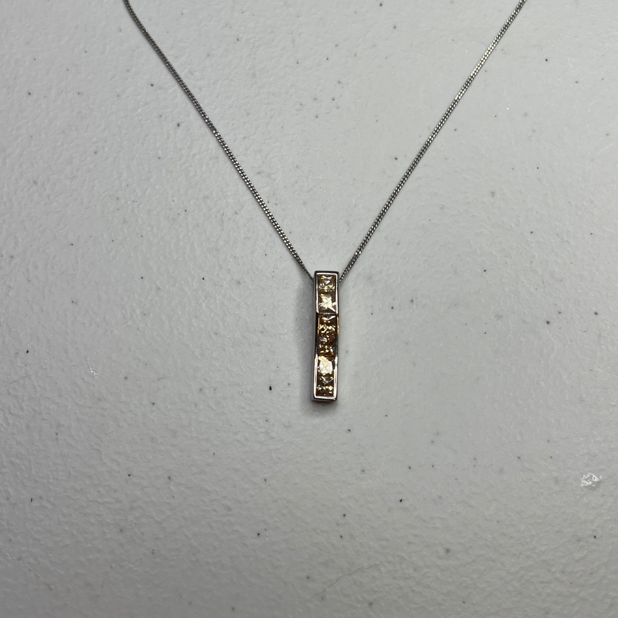 Designer Sterling Silver Women's Necklace With Yellow CZ Pendant, 18" Size ONE SIZE - 6 Thumbnail