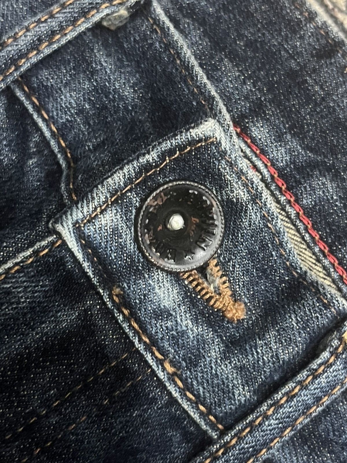 Tornado Mart Vintage Japanese Edwin XVS Dark Blue Faded Washed Flare Jean Size US 28 / EU 44 - 5 Thumbnail